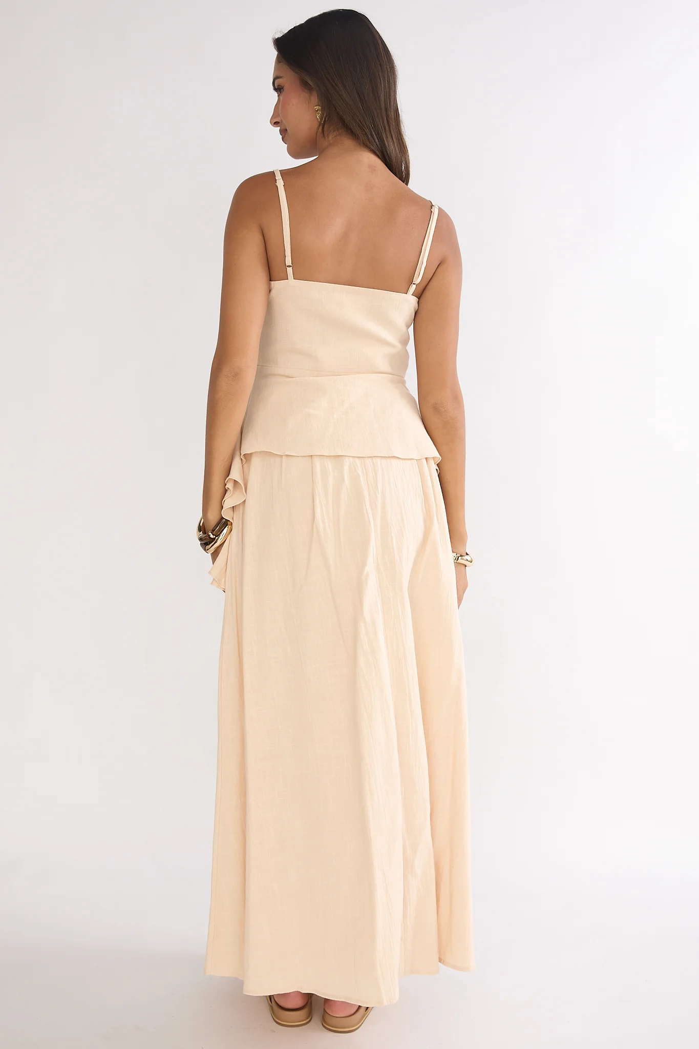 Riviera Romance Pleat Maxi Skirt Cream - Image 2