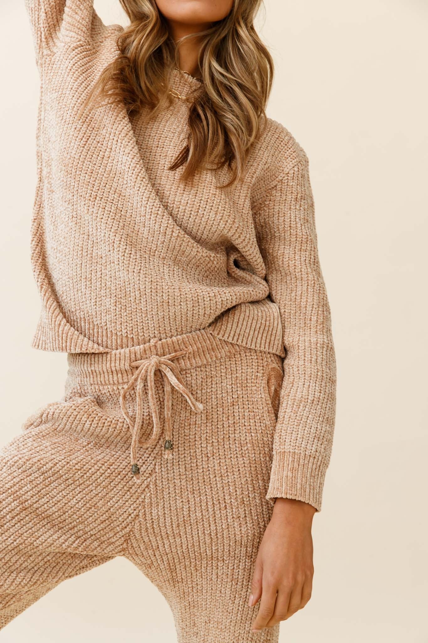 Robin Long Sleeve Ribbed Knit Sweater Tan - Image 4
