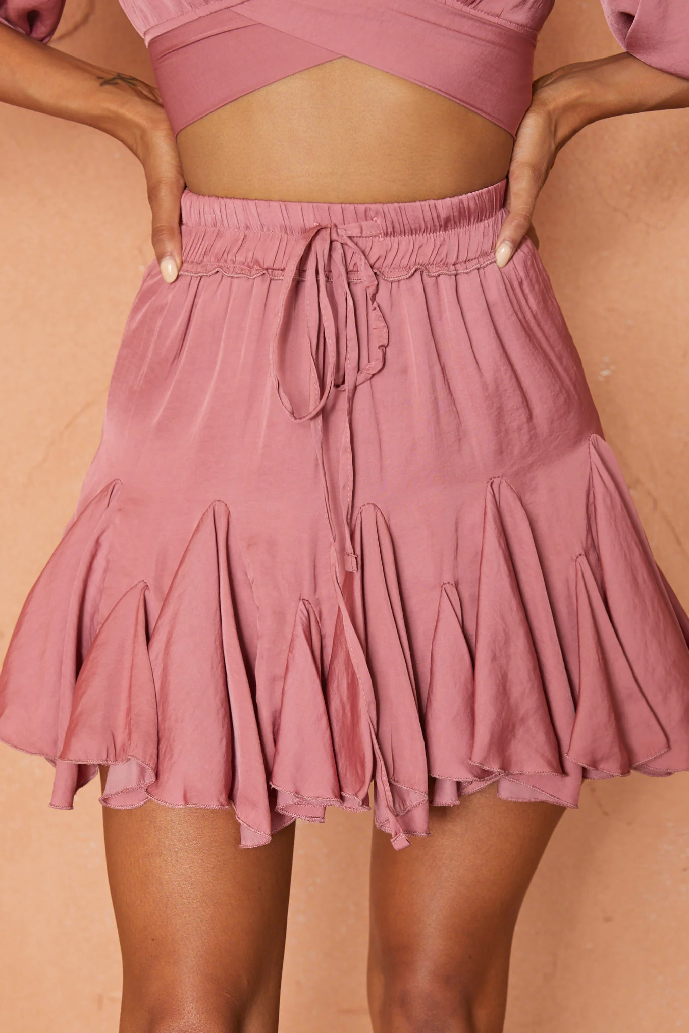 Robyn Flounce Mini Skirt Rose - Image 4
