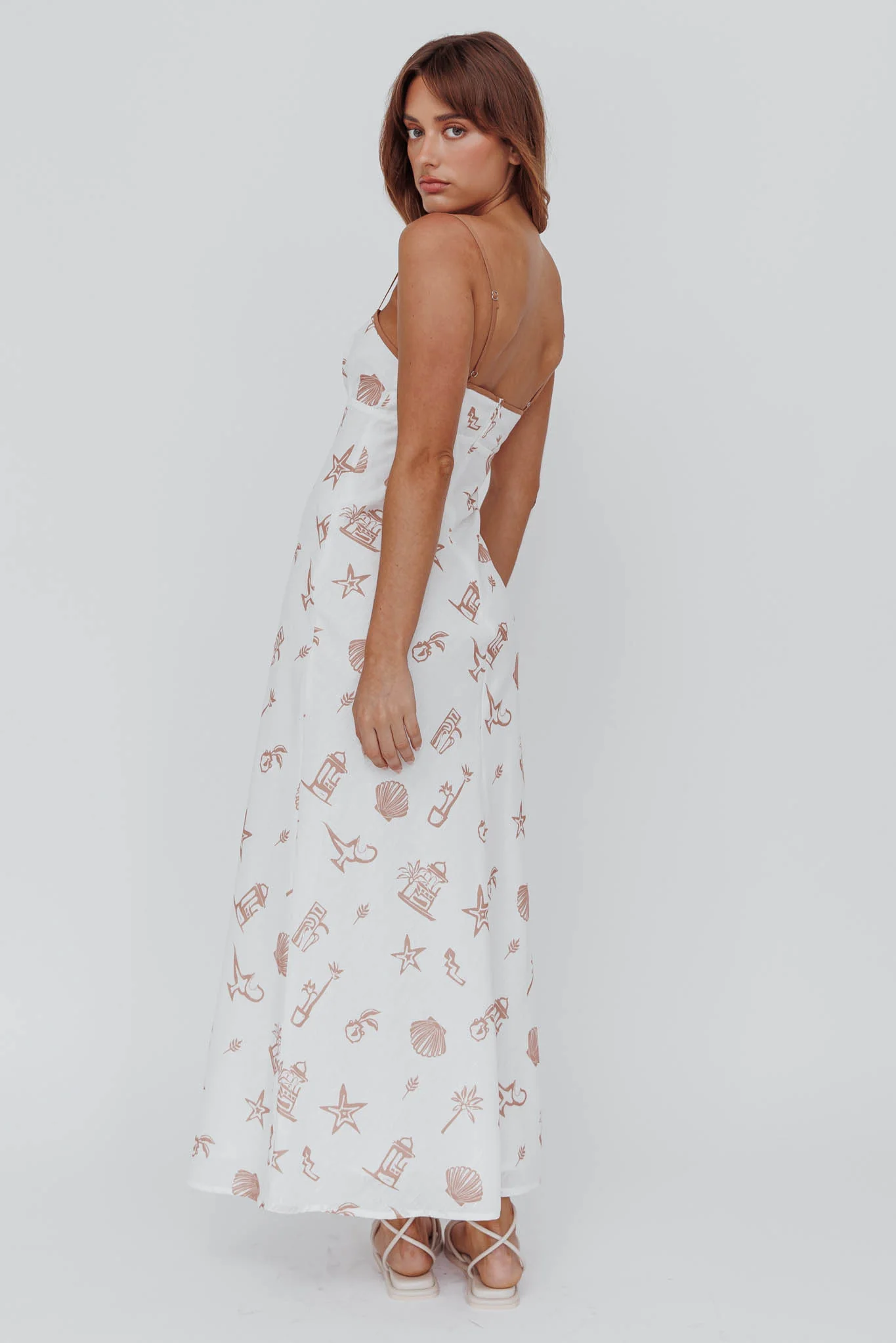 Roll With It Square Neckline Maxi Dress Beige - Image 2