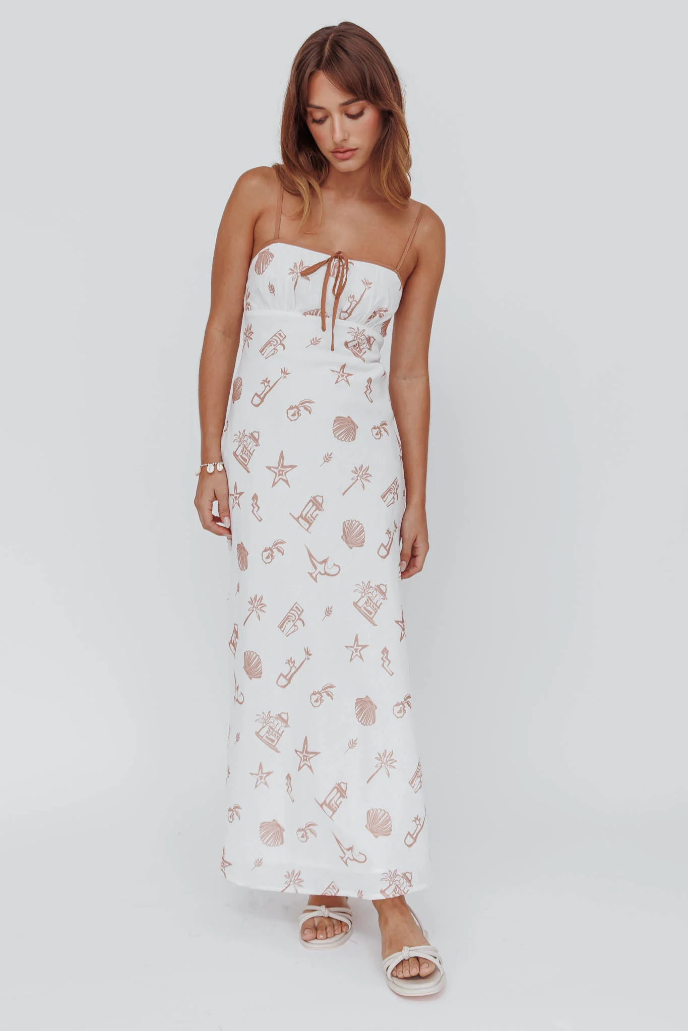 Roll With It Square Neckline Maxi Dress Beige - Image 3