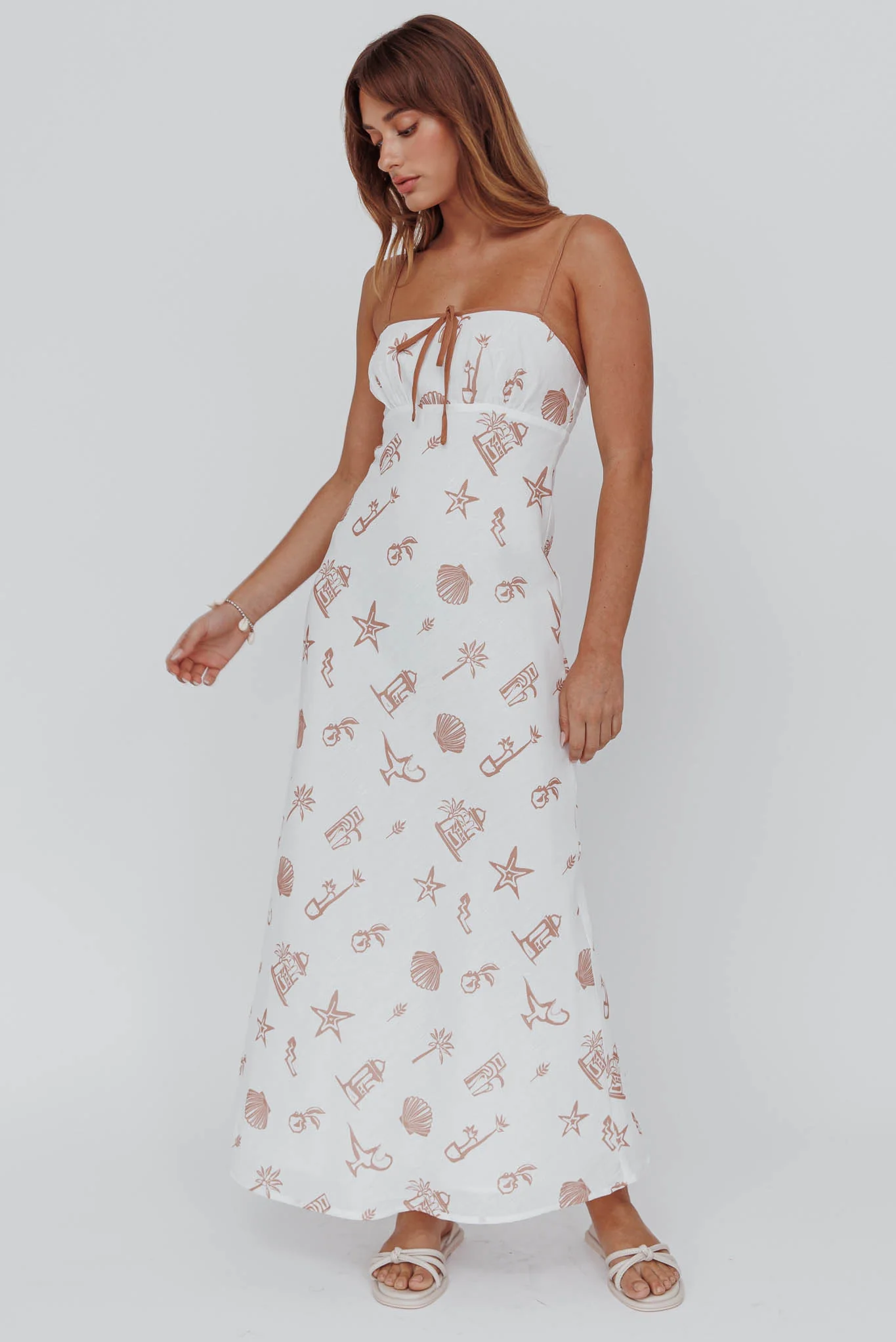 Roll With It Square Neckline Maxi Dress Beige - Image 5