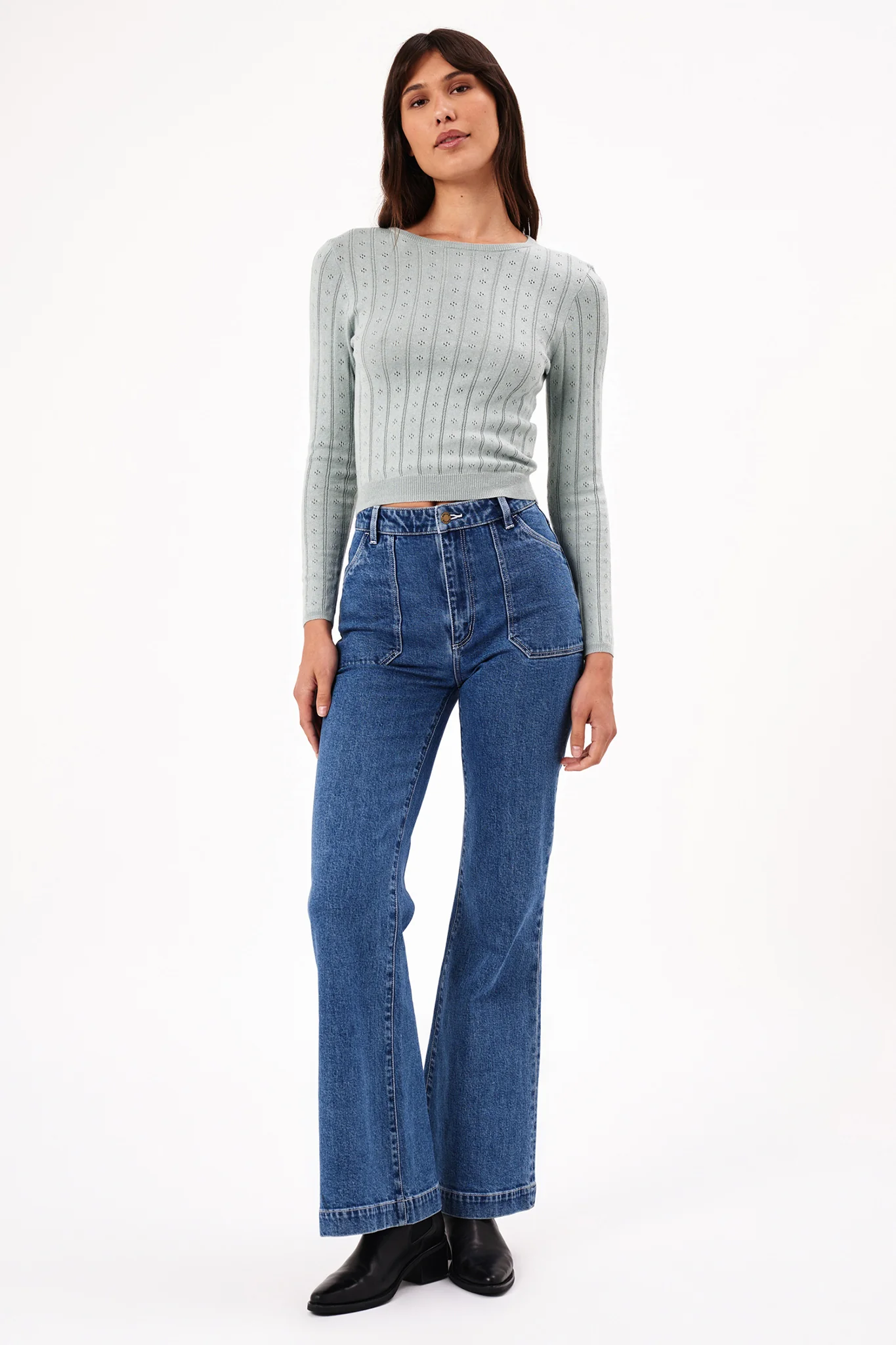 ROLLA'S Eastcoast Flare Long Jeans Dark Vintage Blue - Image 3