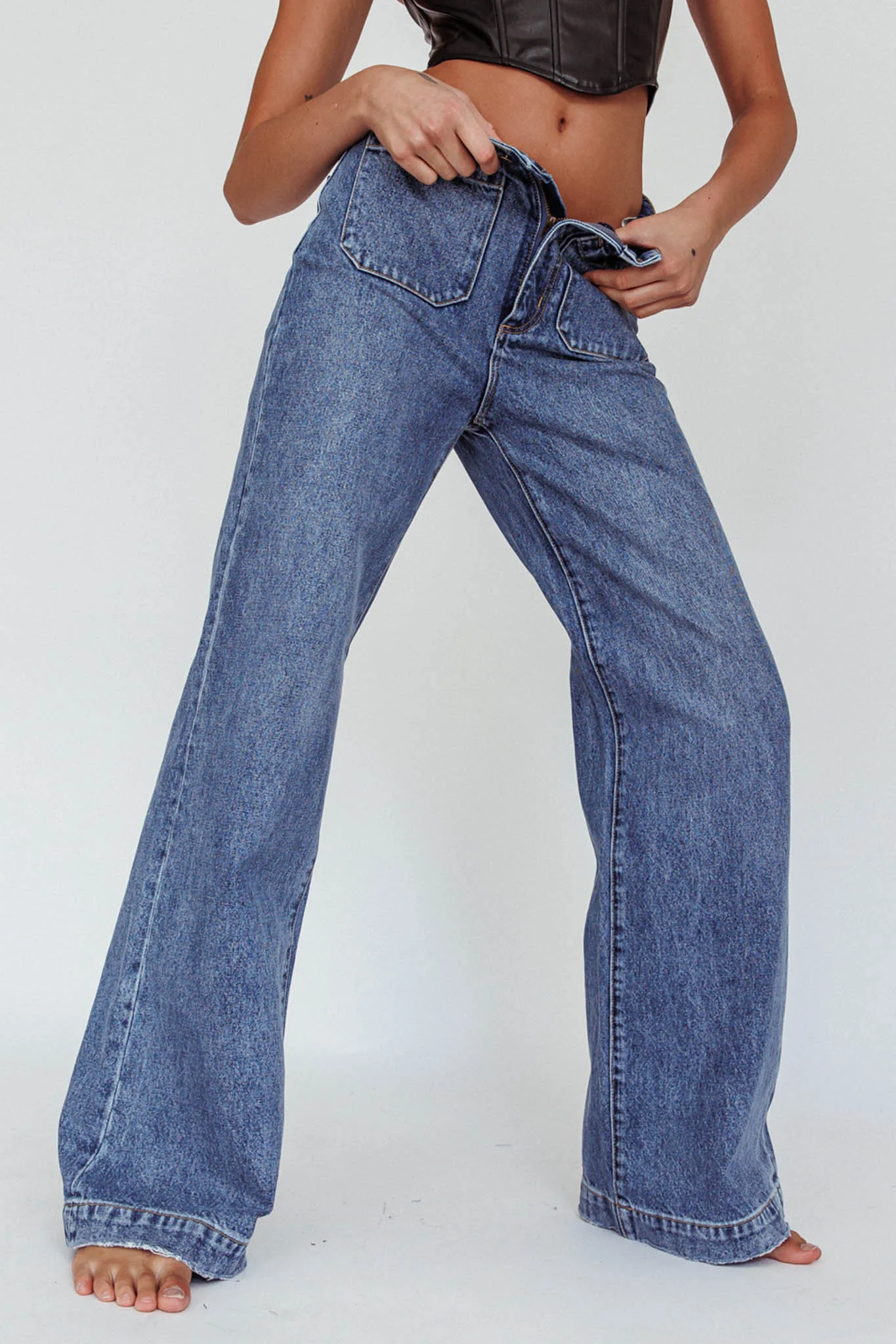 ROLLA'S Sailor Jean Long Janet Recycled Mid Vintage Blue - Image 4
