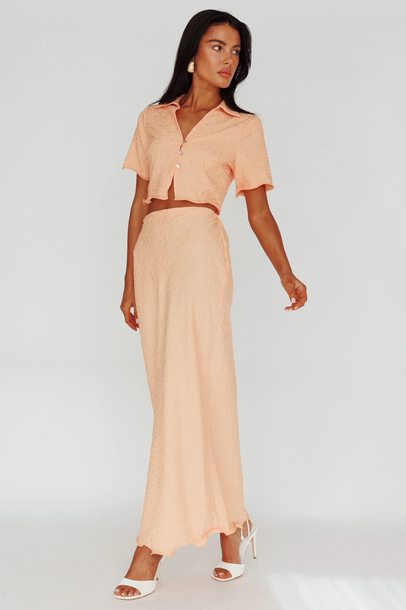 Roman Midi Skirt Textured Melon - Image 4
