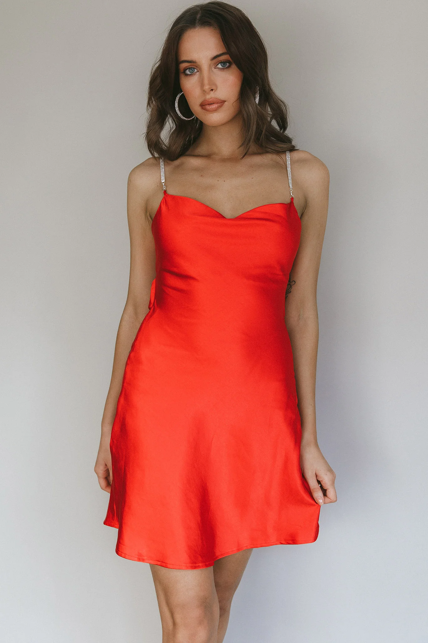 Romance Me Strappy Back Mini Dress Cherry - Image 4