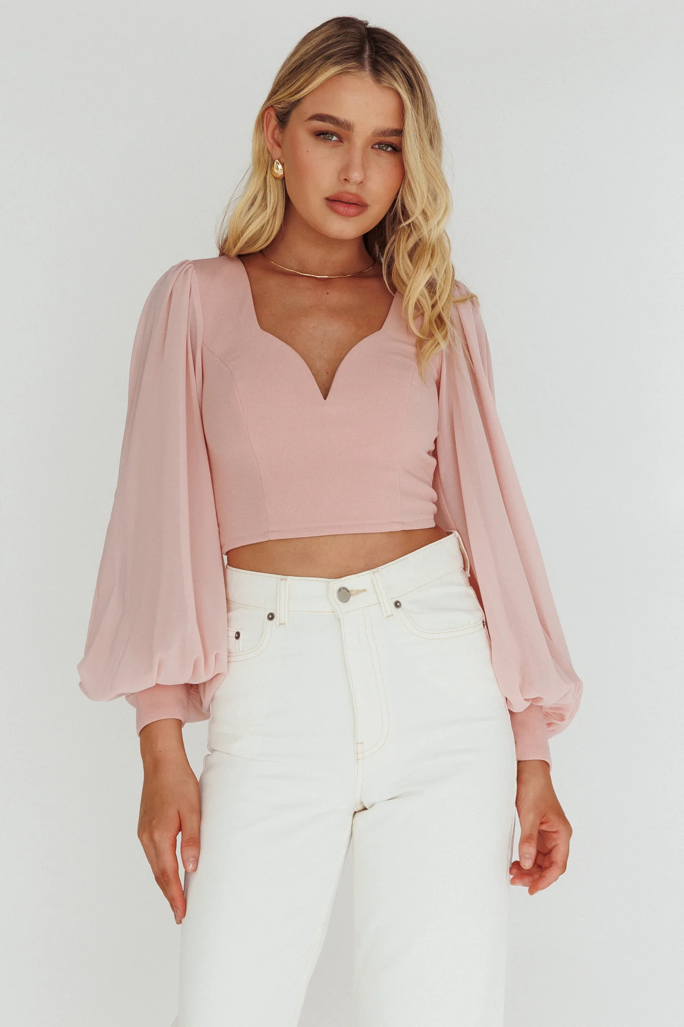 Romance Novel Sweetheart Neckline Open Back Top Blush - Image 2