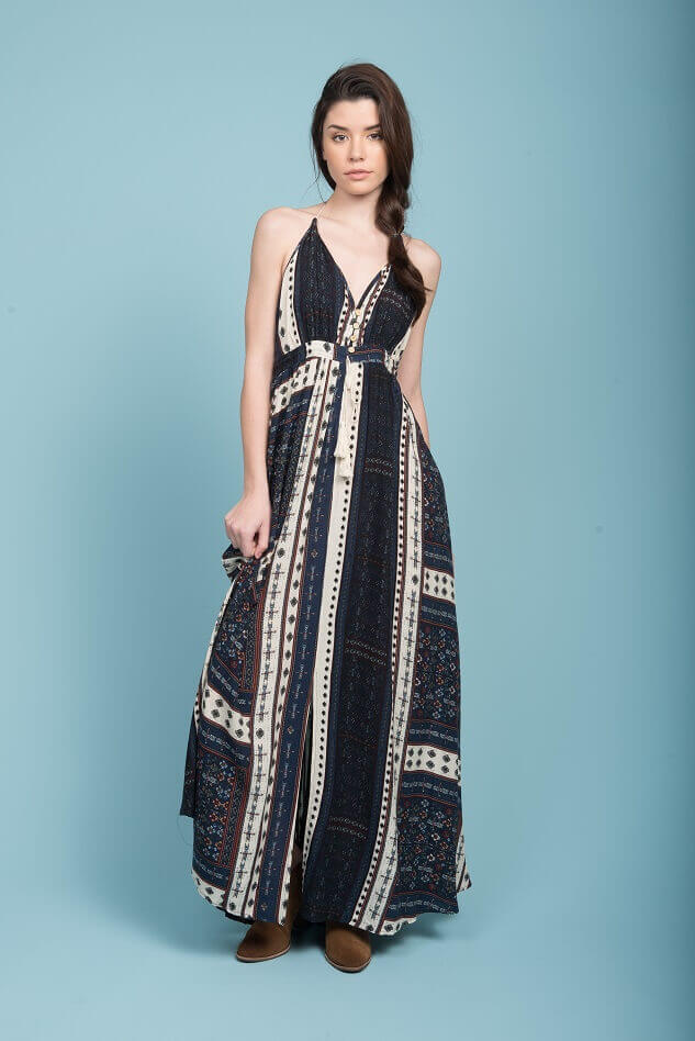 Romani Open Back Maxi Dress Navy - Image 5