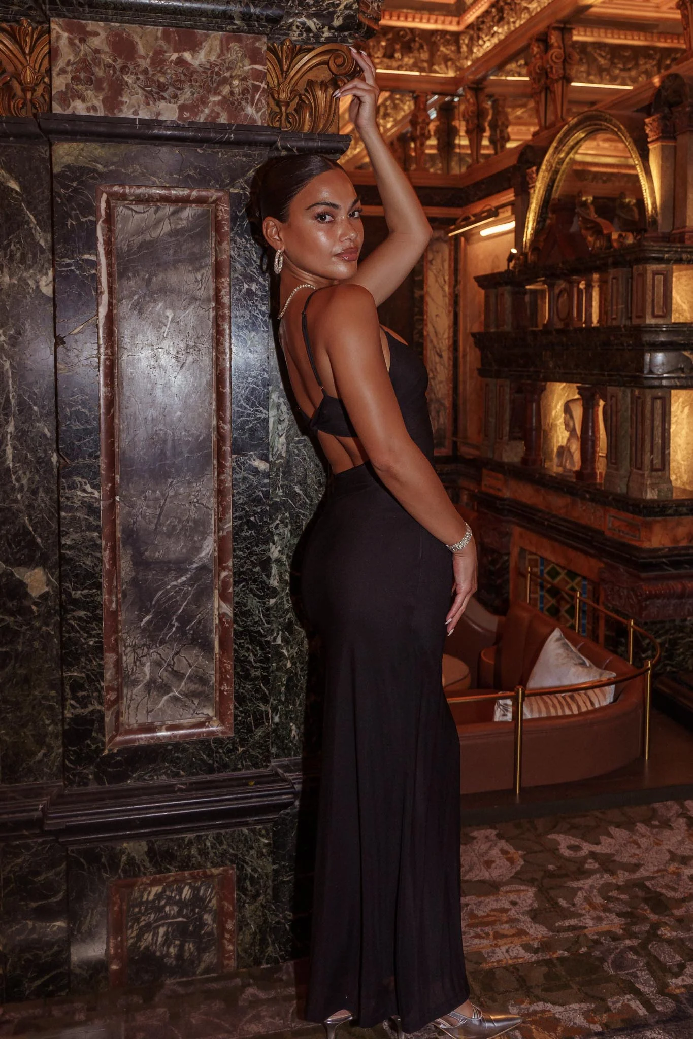 Romany Cut-Out Waist Maxi Dress Black - Image 2