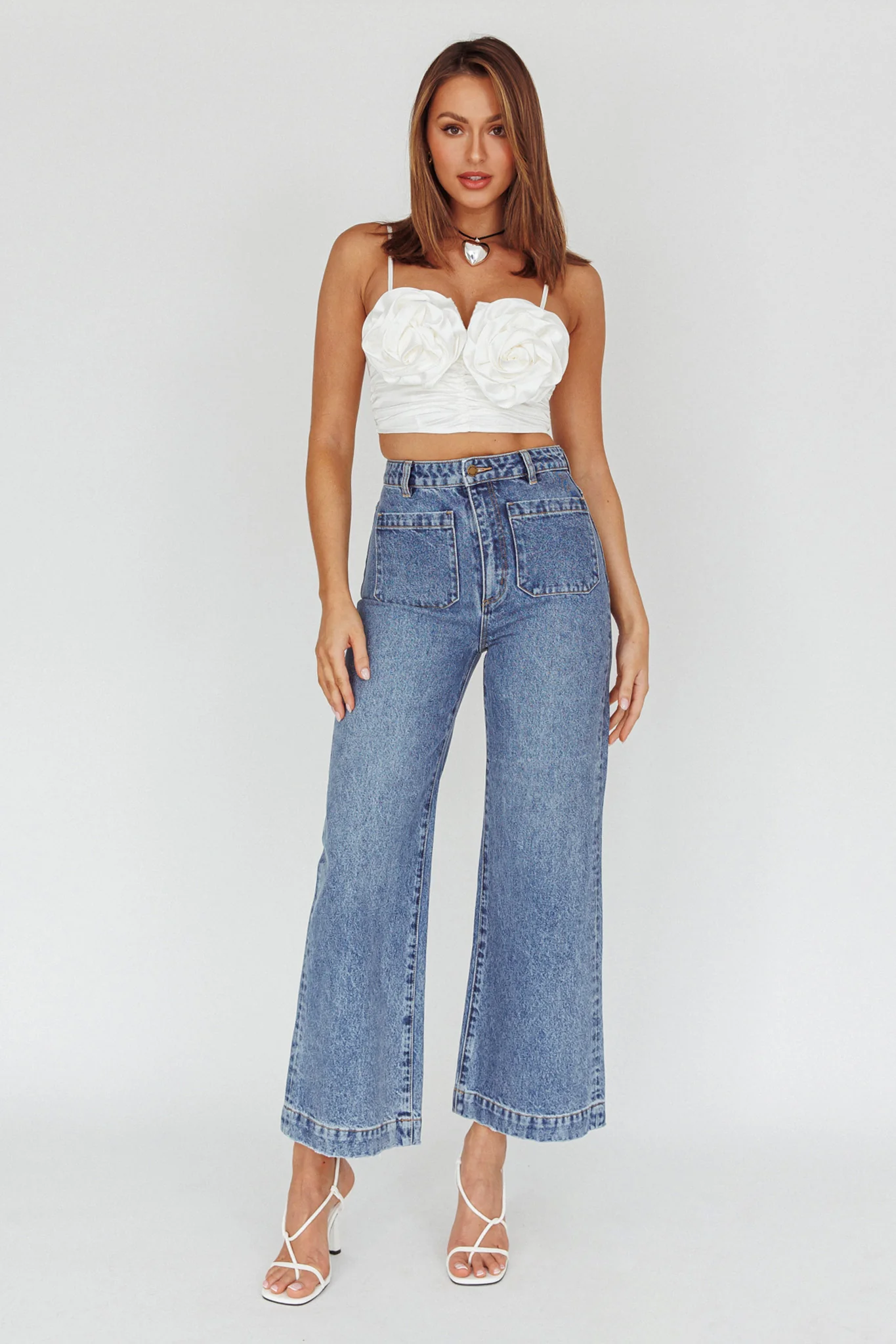 Romina Rose Bust Crop Top Ivory - Image 3