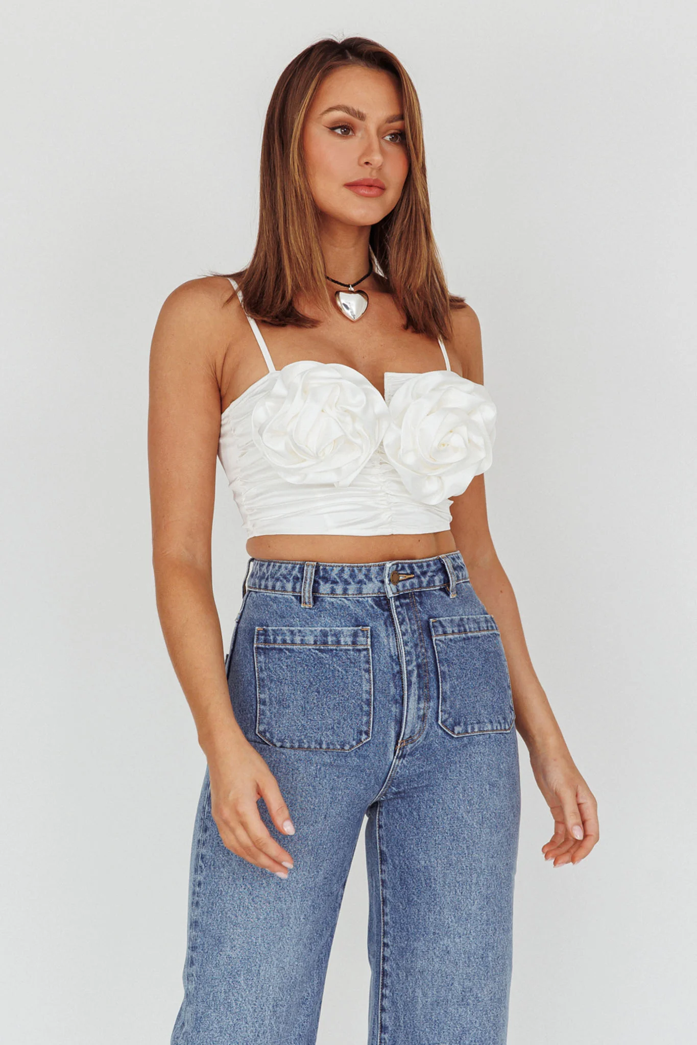 Romina Rose Bust Crop Top Ivory - Image 5