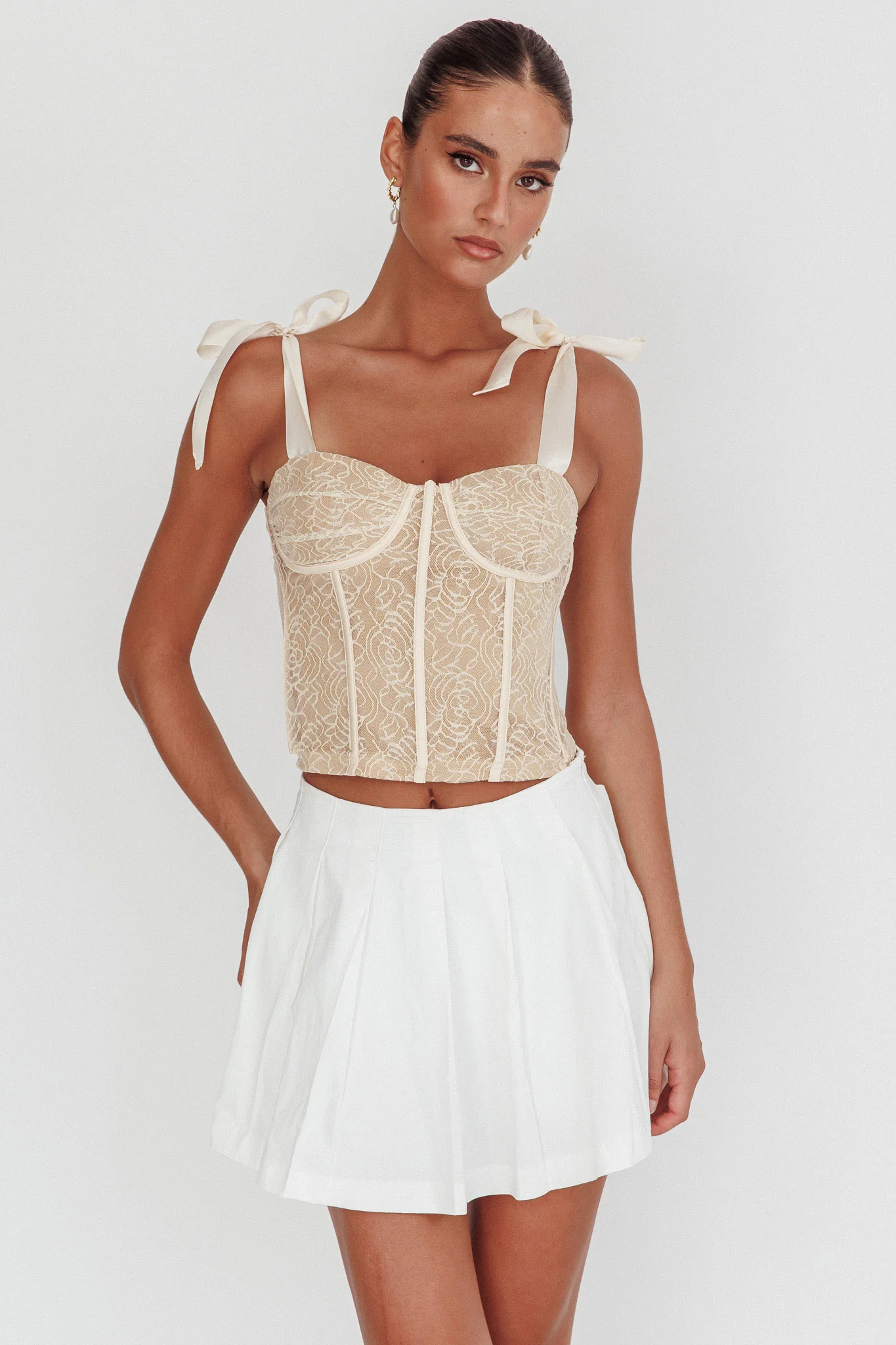 Rori Pleated Skirt Off White - Image 6