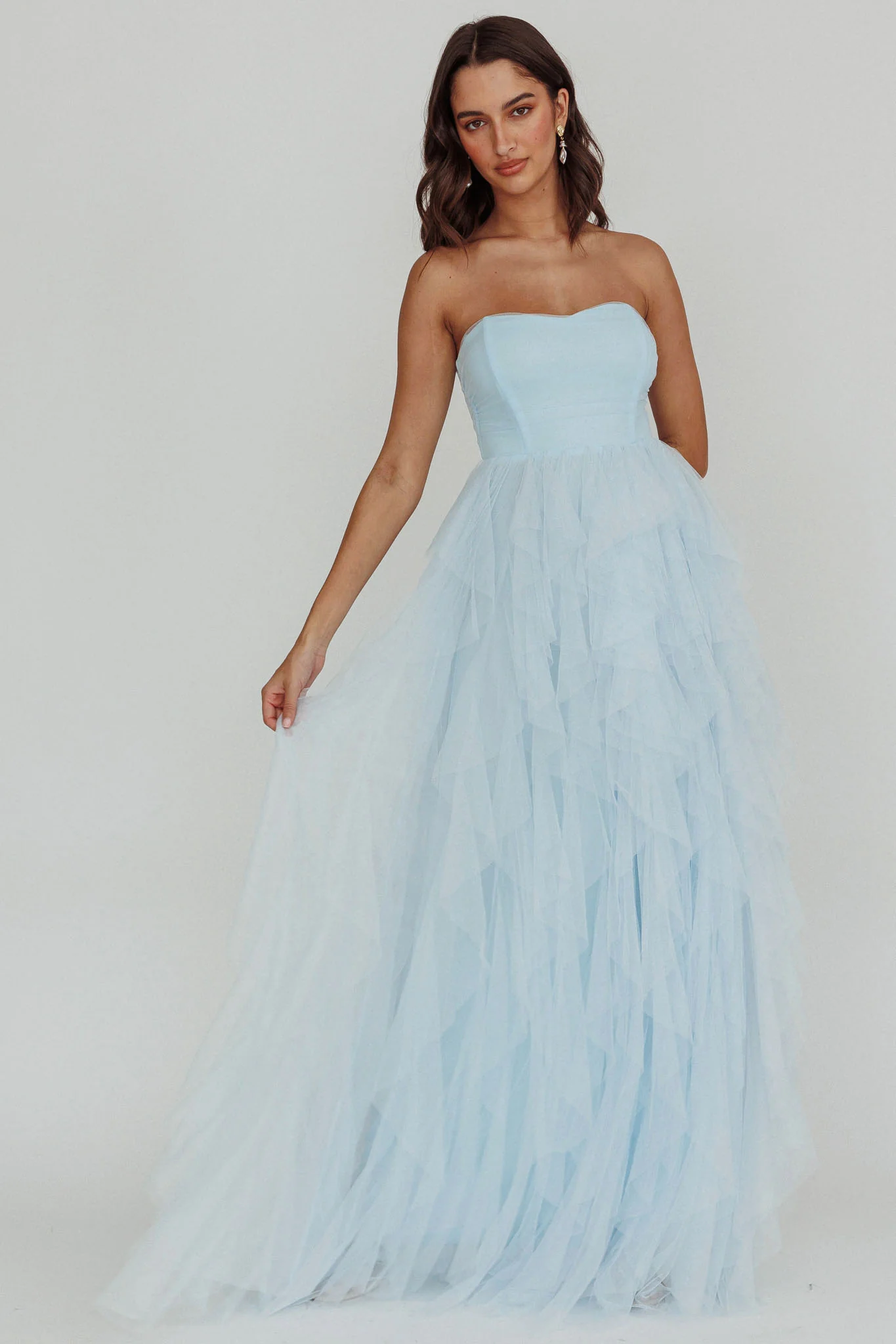 Rori Tulle Cascade Maxi Dress Blue - Image 2