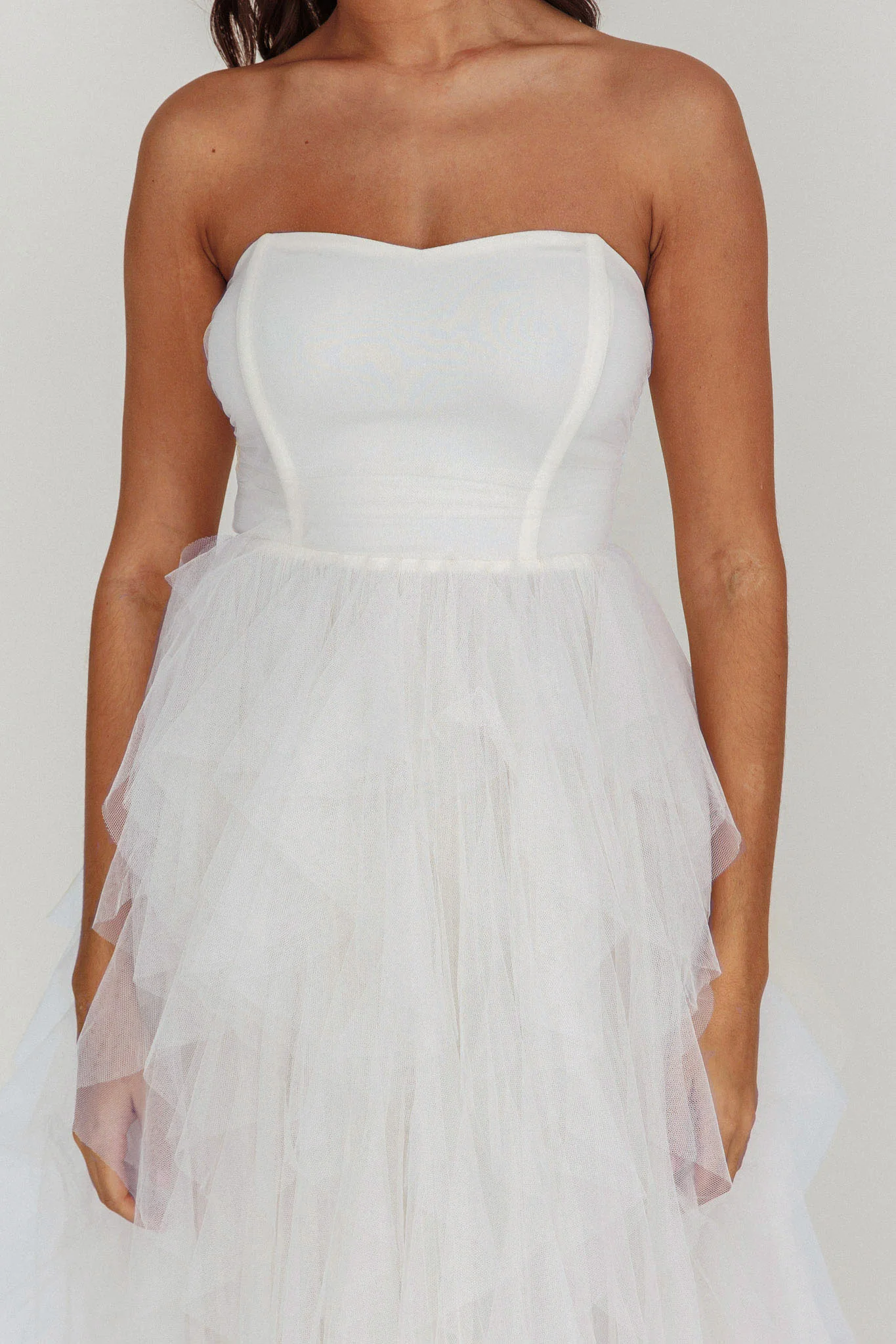 Rori Tulle Cascade Maxi Dress White - Image 4
