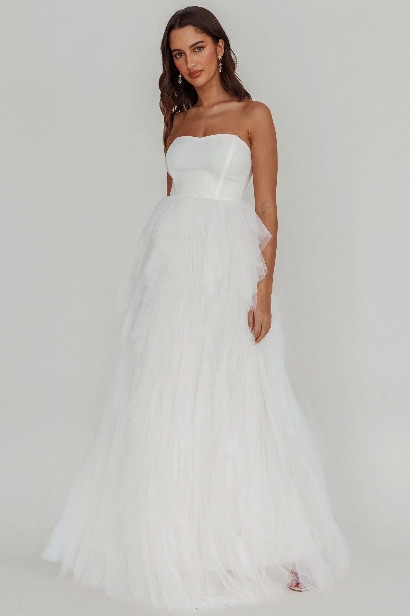 Rori Tulle Cascade Maxi Dress White - Image 5