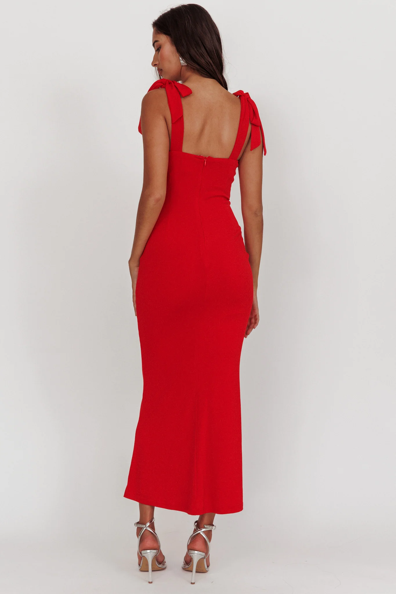 Rose Garden Tied Shoulder Maxi Dress Red - Image 2