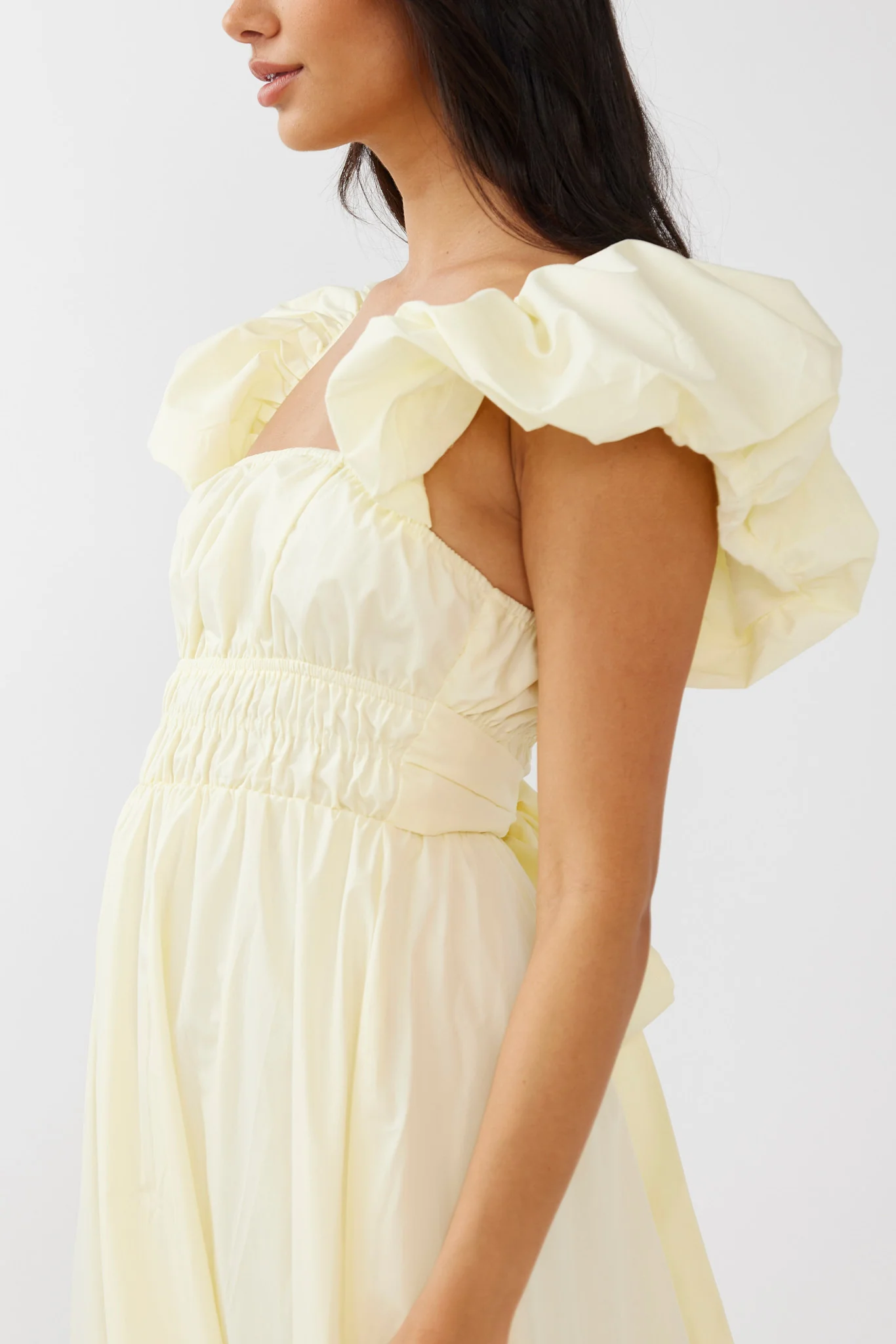 Rose Meadow Puffed Sleeve Midi Dress Banana - Image 5