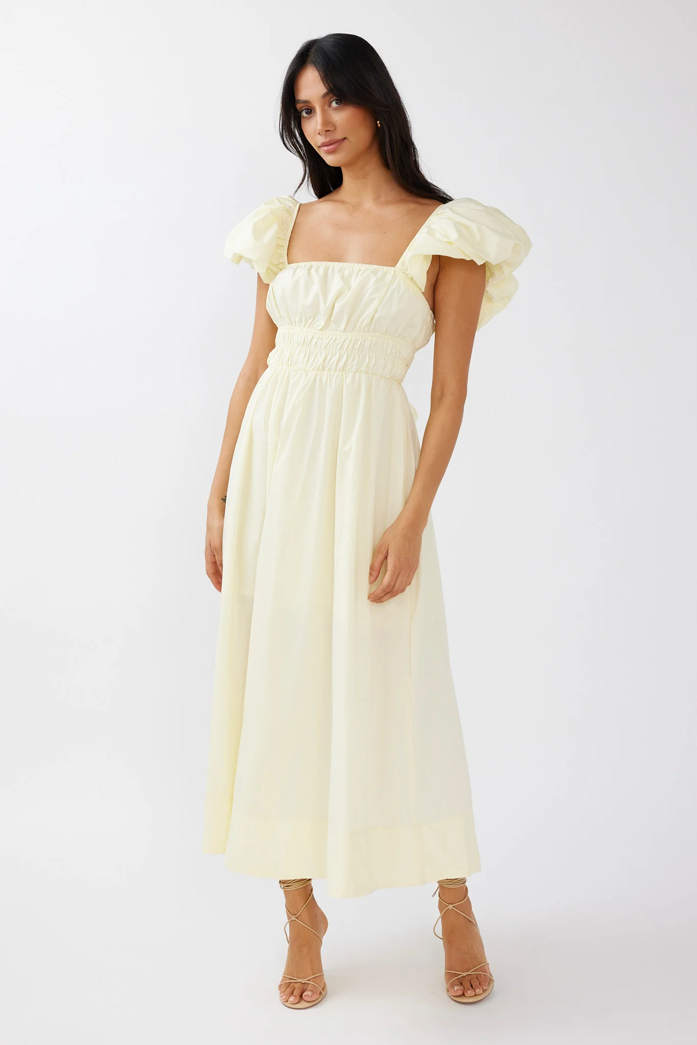 Rose Meadow Puffed Sleeve Midi Dress Banana - Image 6