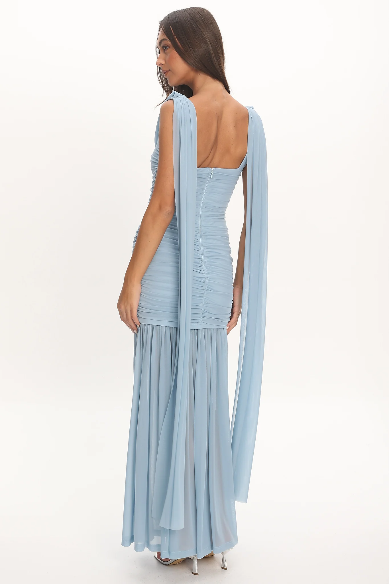 Rosellea Draped Shoulder Maxi Dress Blue - Image 2
