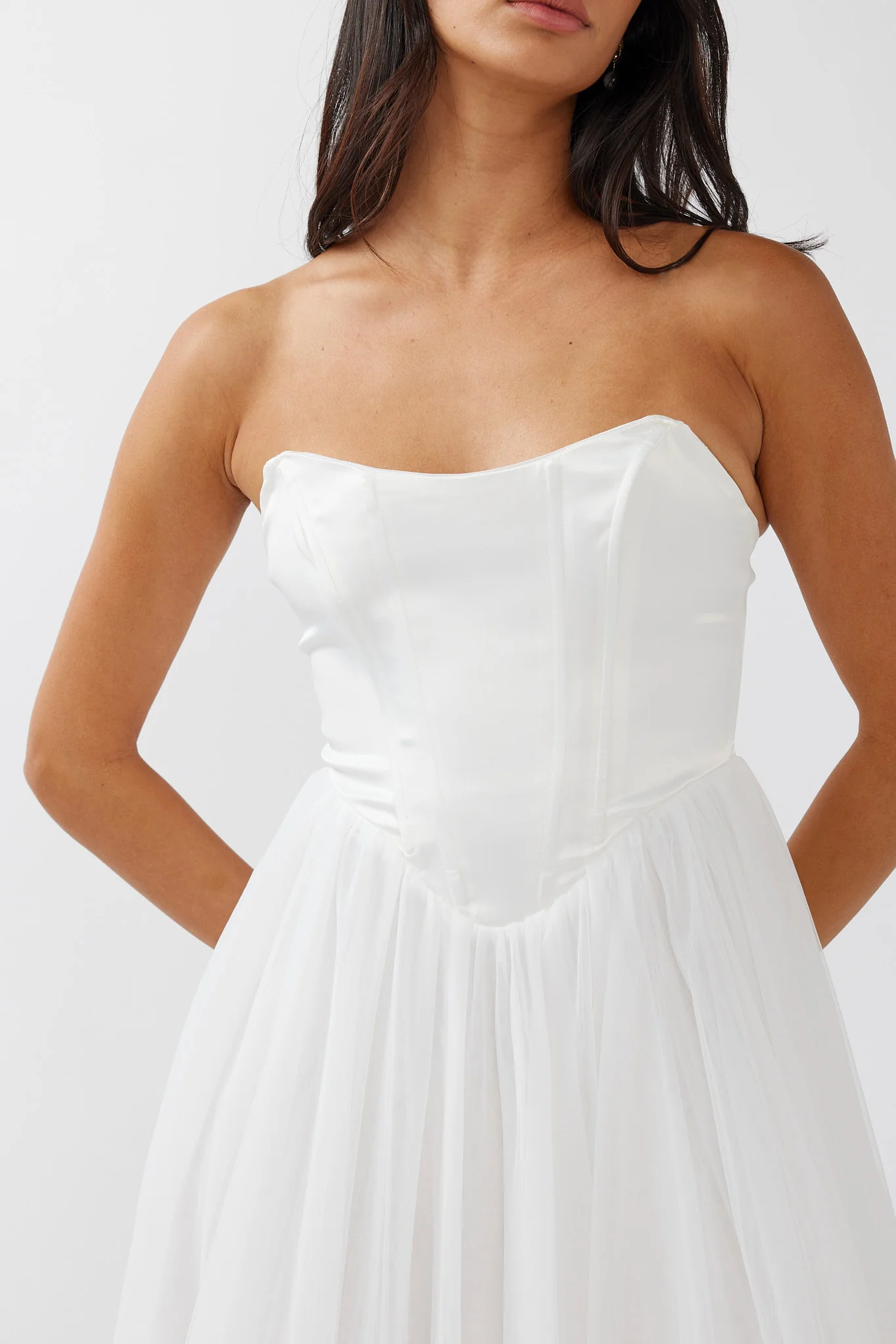 Rosemary Tulle Bustier Midi Dress White - Image 4