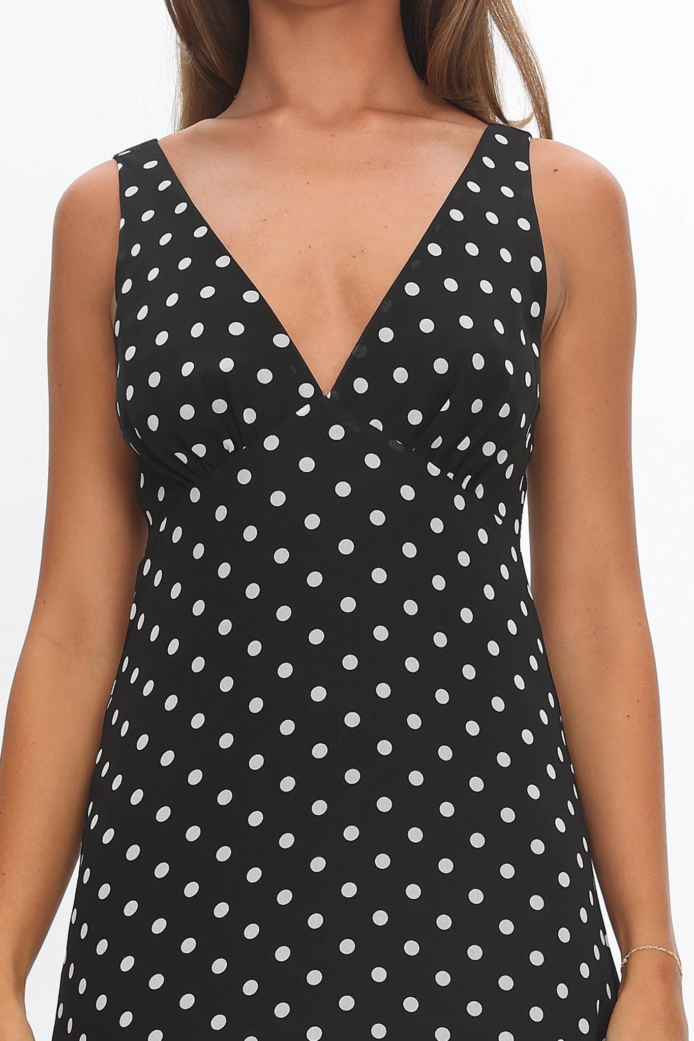Rosewood V-Neckline Maxi Dress Polka Dot Black - Image 3