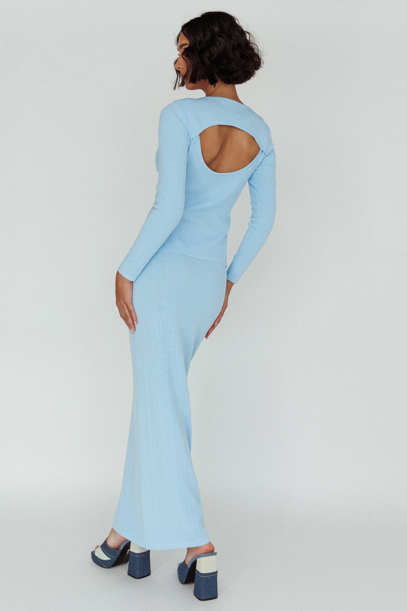Rossana Knit Maxi Skirt Blue - Image 2