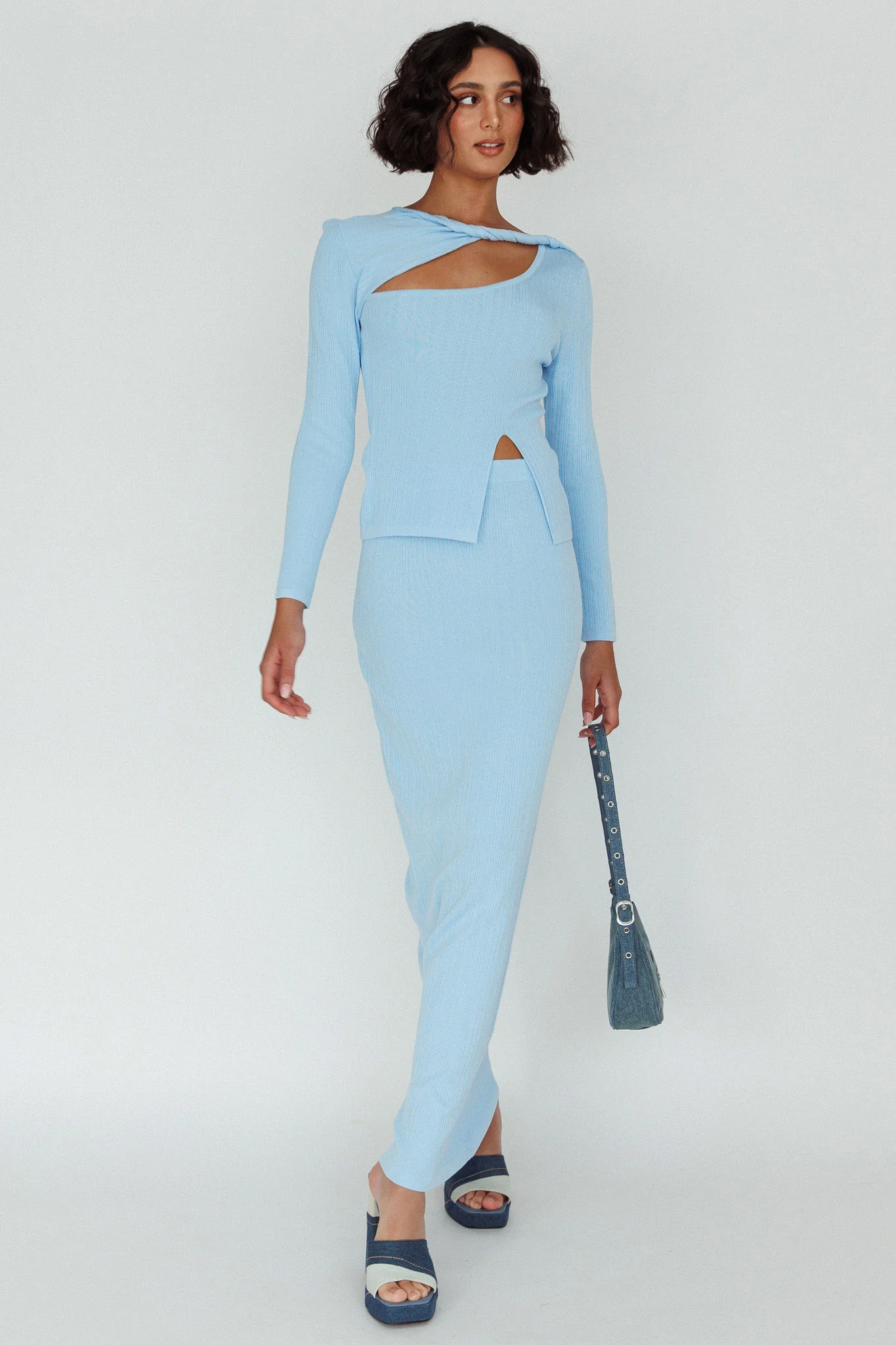 Rossana Knit Maxi Skirt Blue - Image 5