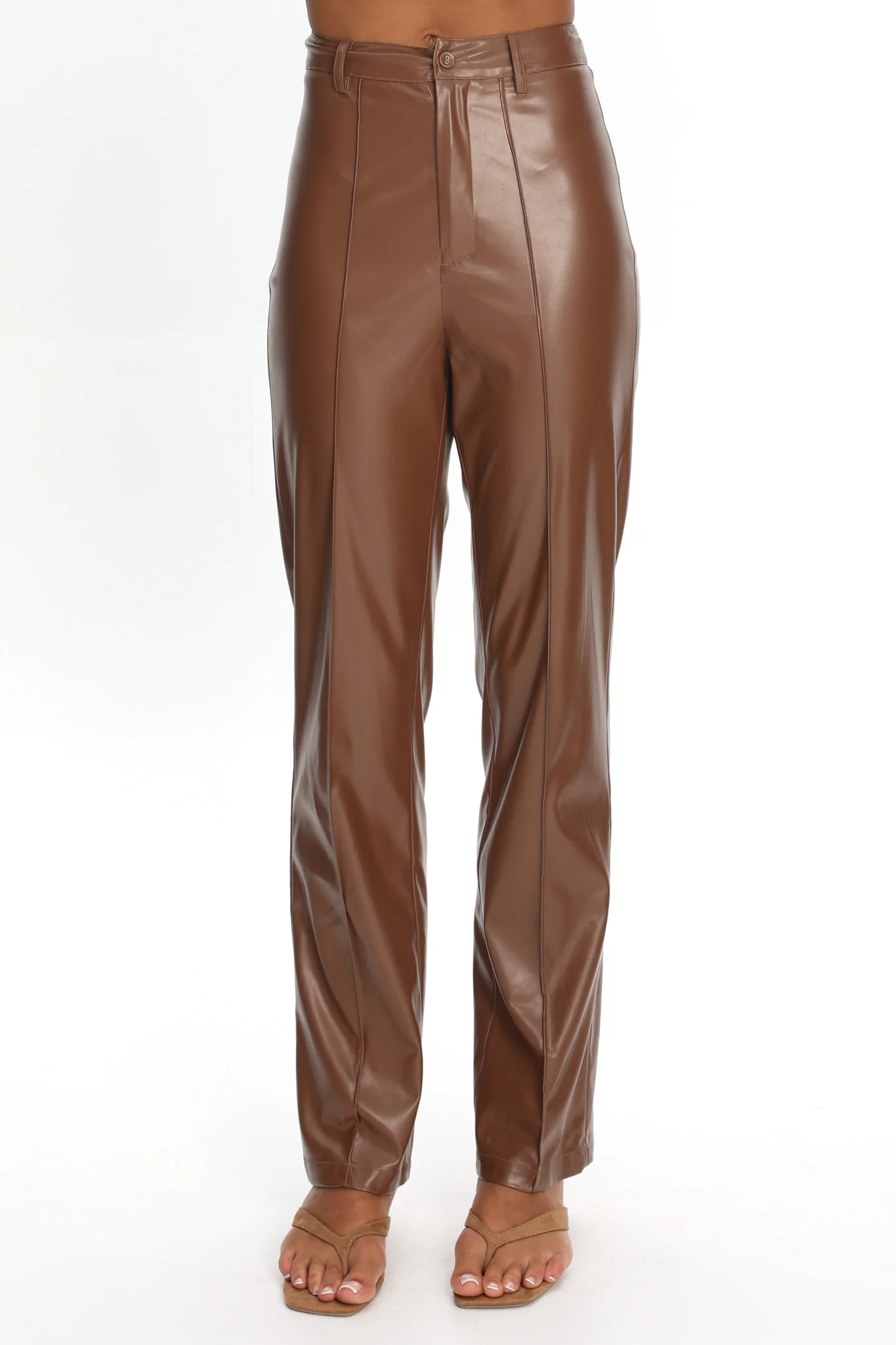Rukia Faux Leather Pants Brown - Image 4