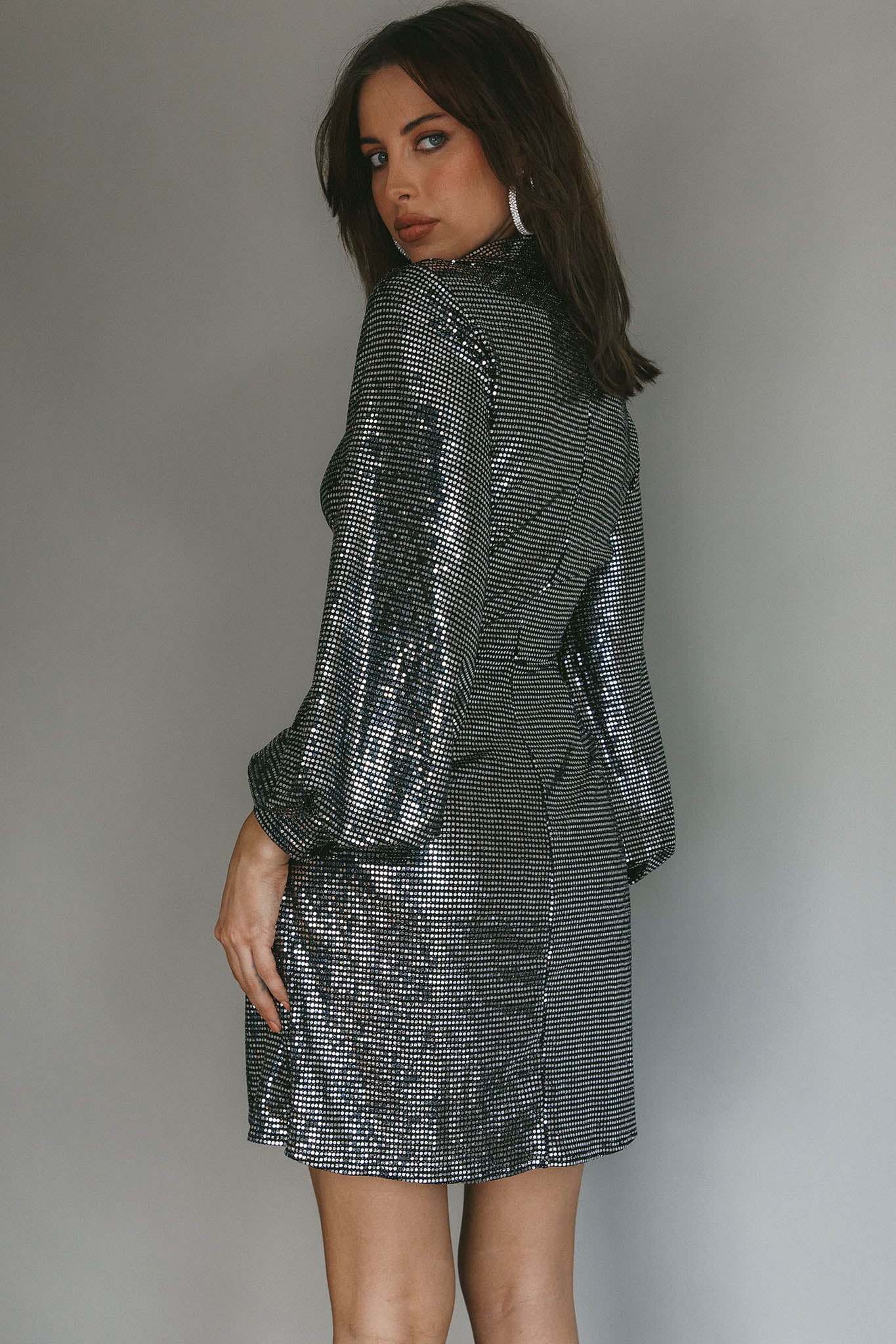 Ruma Faux Wrap Shirt Dress Sequin Metal - Image 3