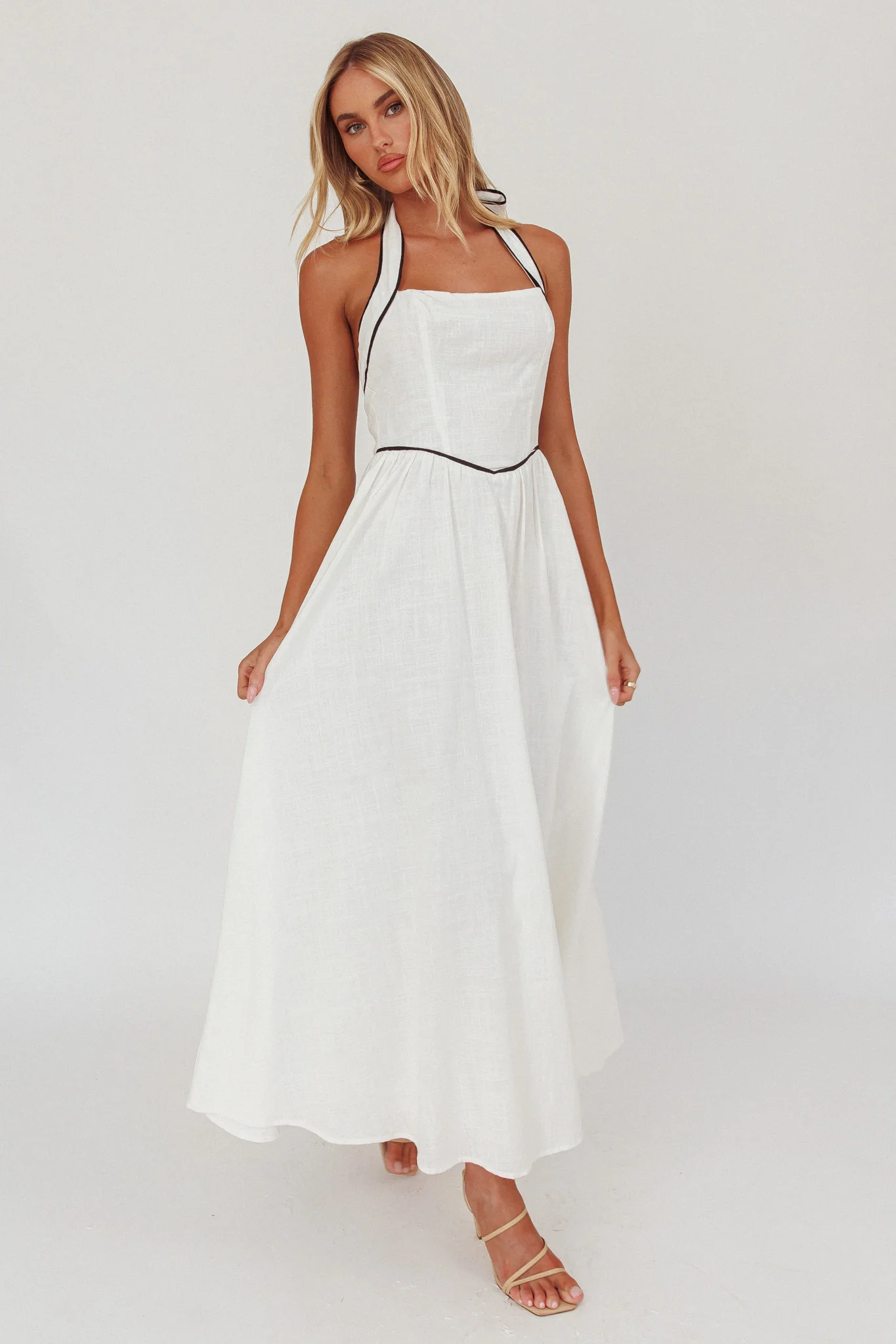 Rune Backless Maxi Dress White - Image 2