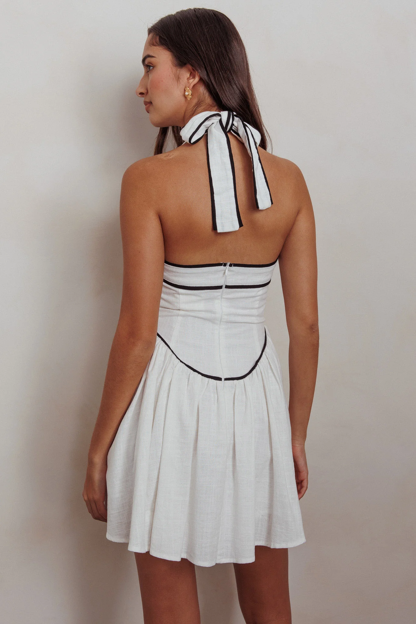 Rune Halterneck Mini Dress White - Image 2
