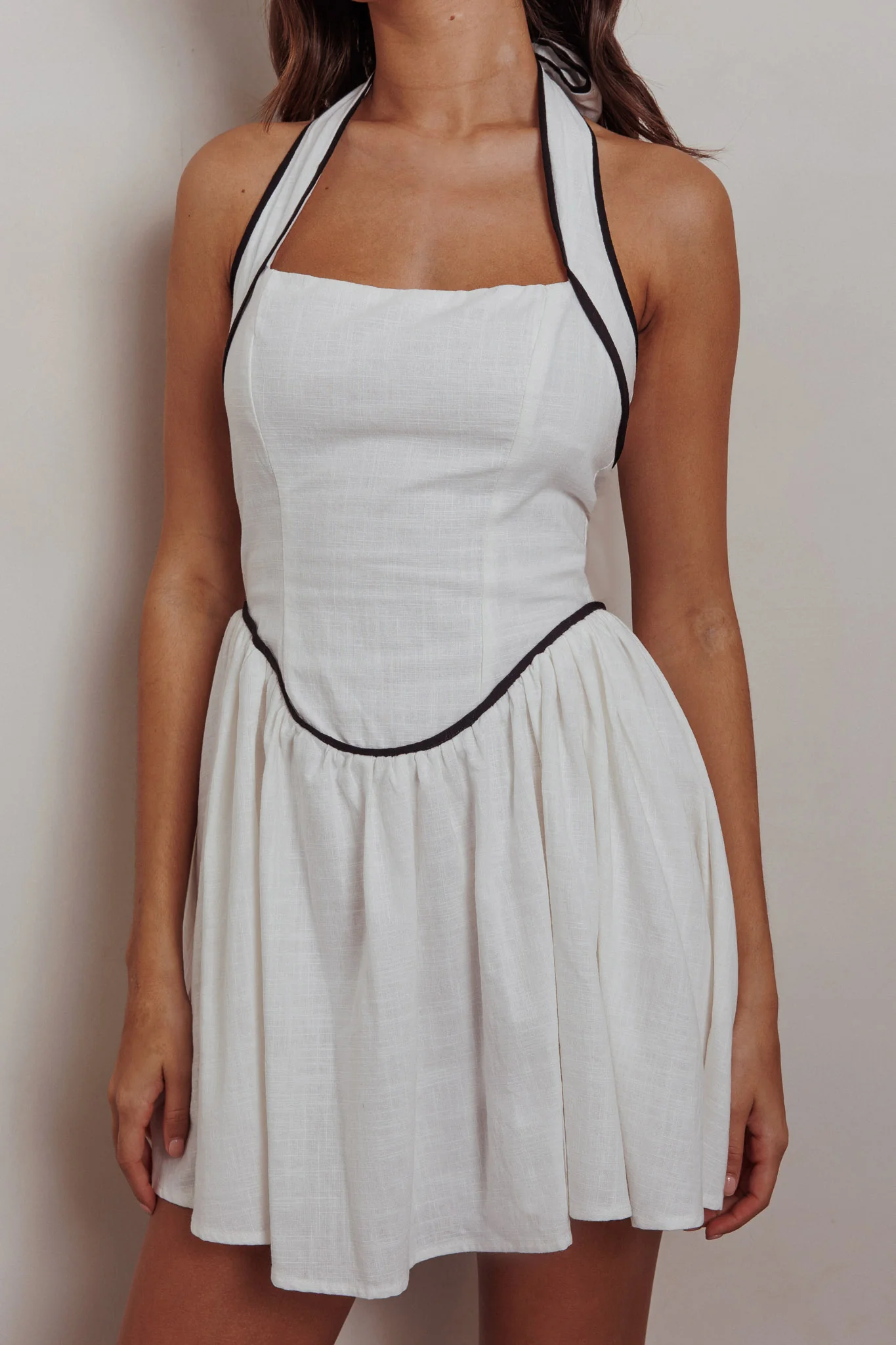 Rune Halterneck Mini Dress White - Image 3