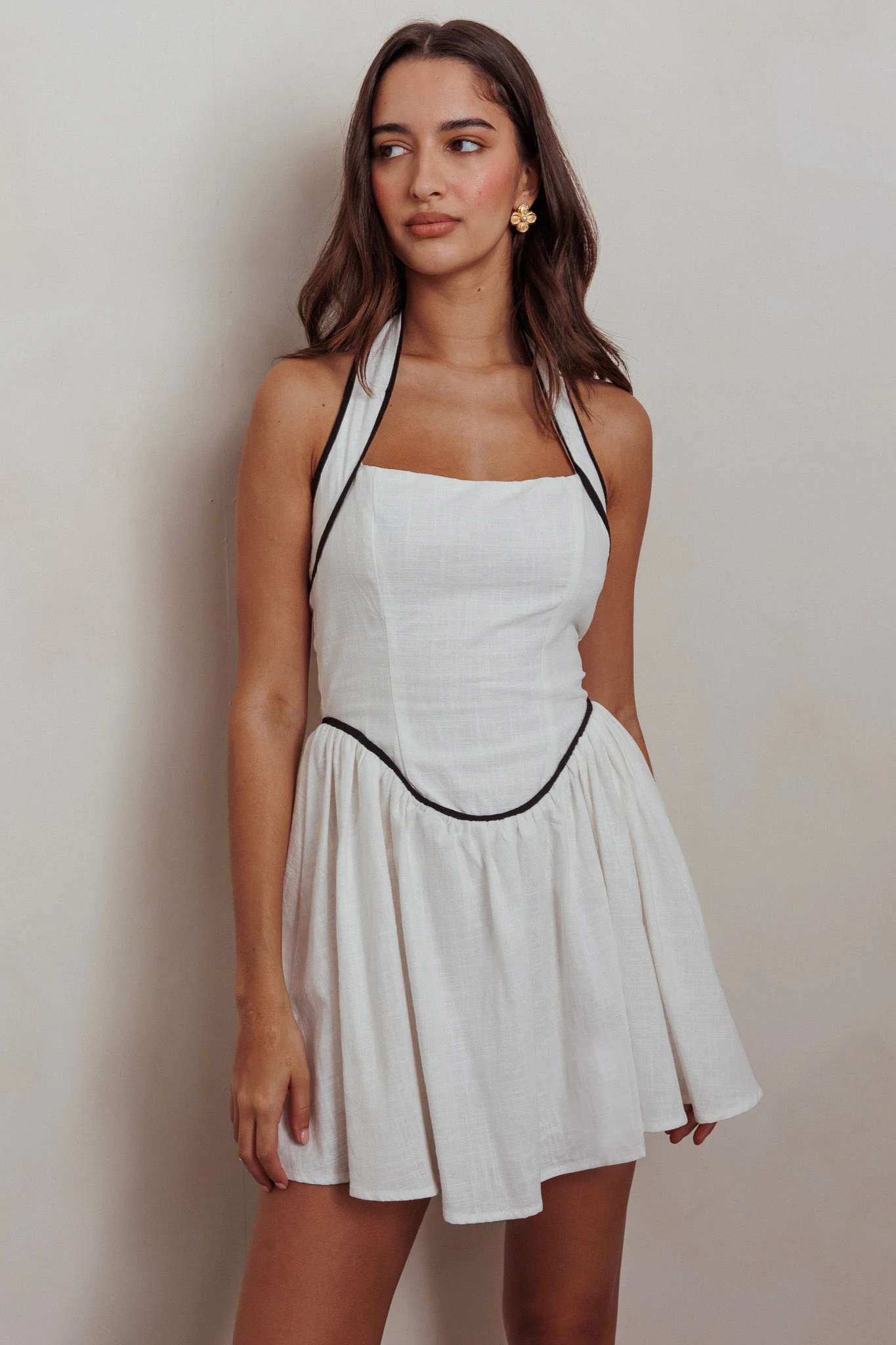 Rune Halterneck Mini Dress White - Image 5