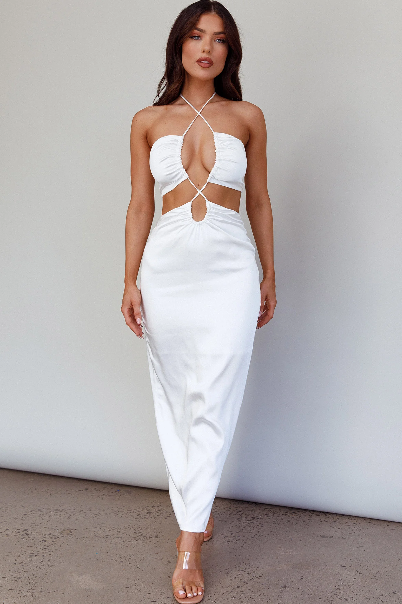 Ryana Cut-Out Drawstring Dress White - Image 3