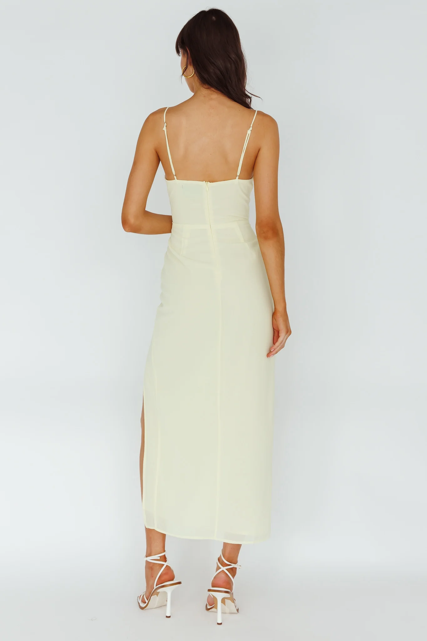 Ryanna Laced Bodice Split Midi Dress Yellow - Image 2
