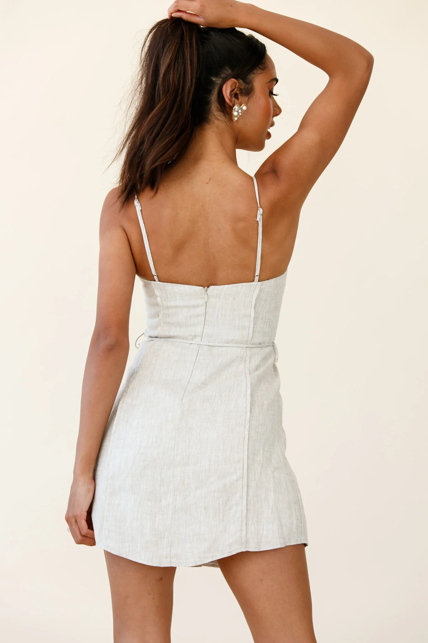 Sacramento Faux Placket Button Detail Dress Natural - Image 3