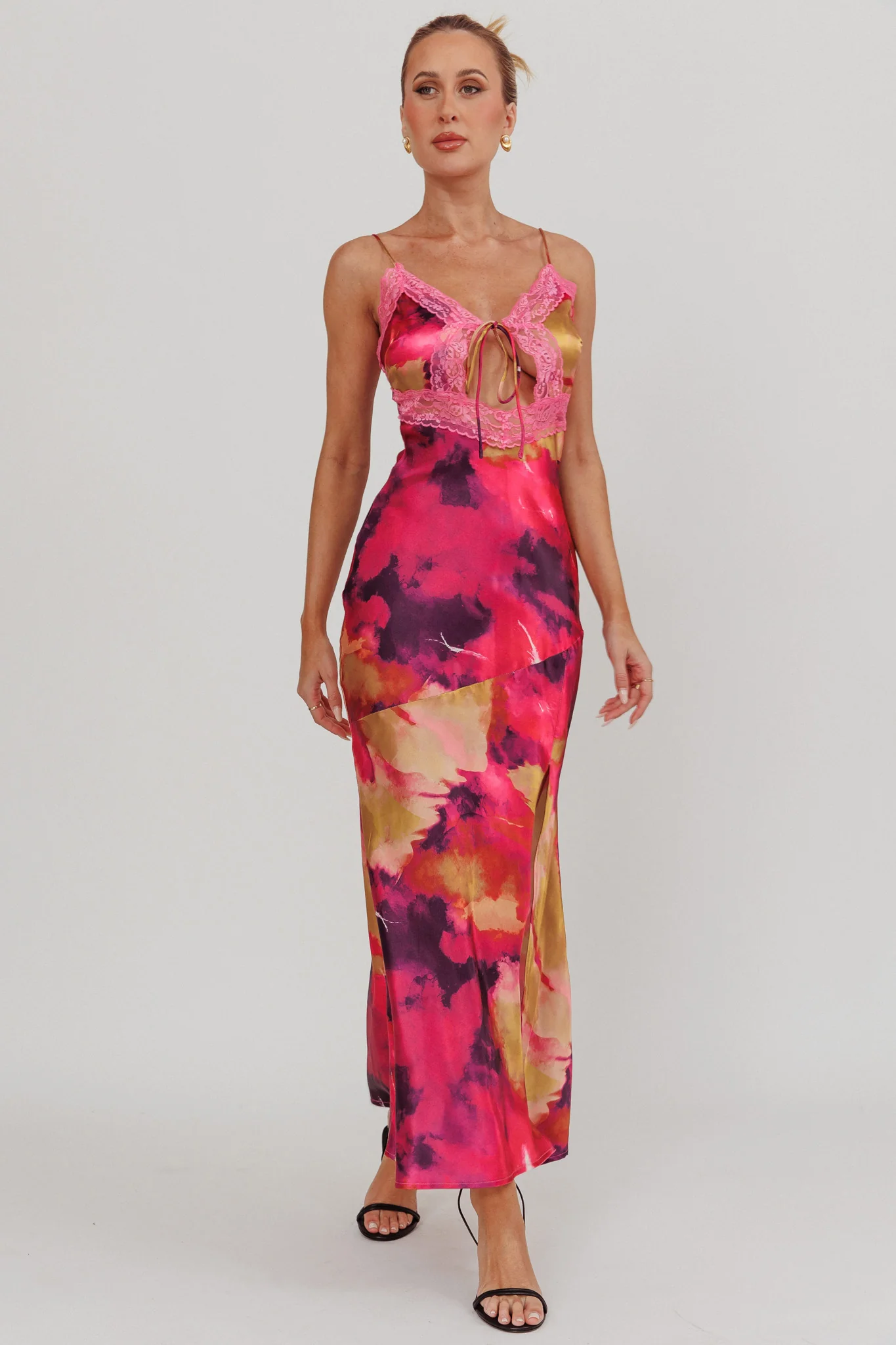 Saga Bust Keyhole Satin Maxi Dress Purple - Image 5
