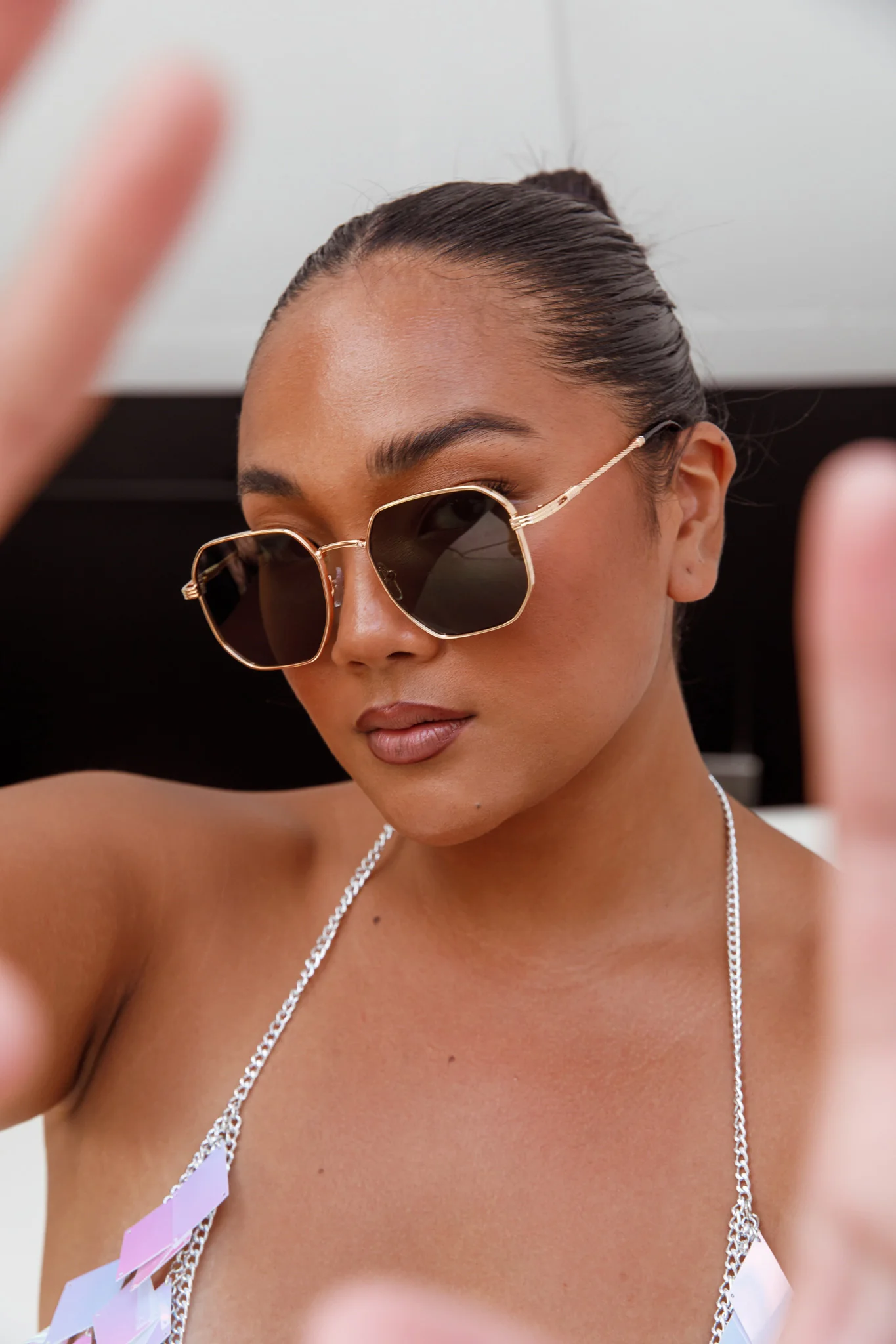 Sahara Aviator Sunglasses Black - Image 7