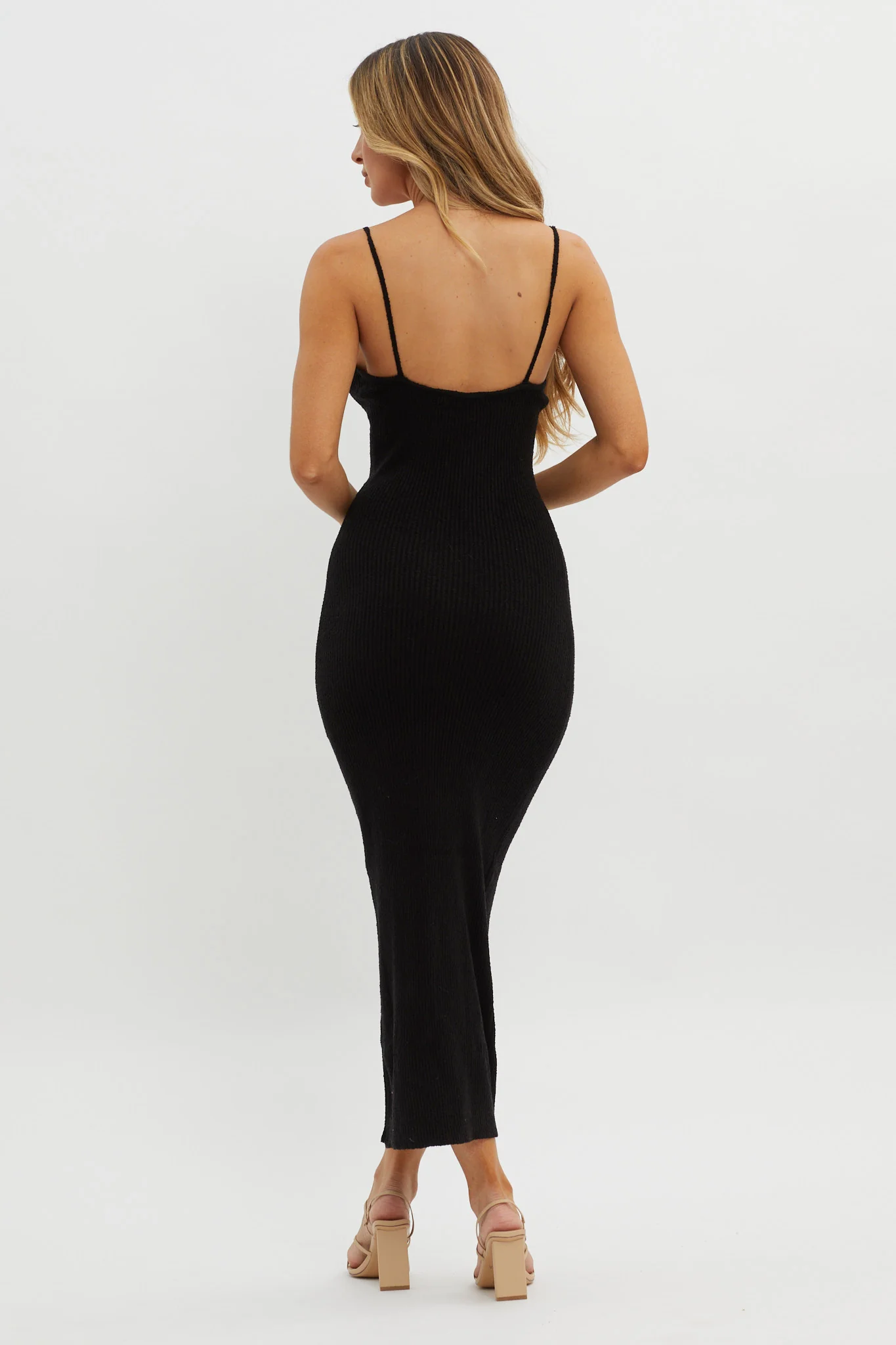 Sai Ribbed Knit Midi Dress Black - Image 2