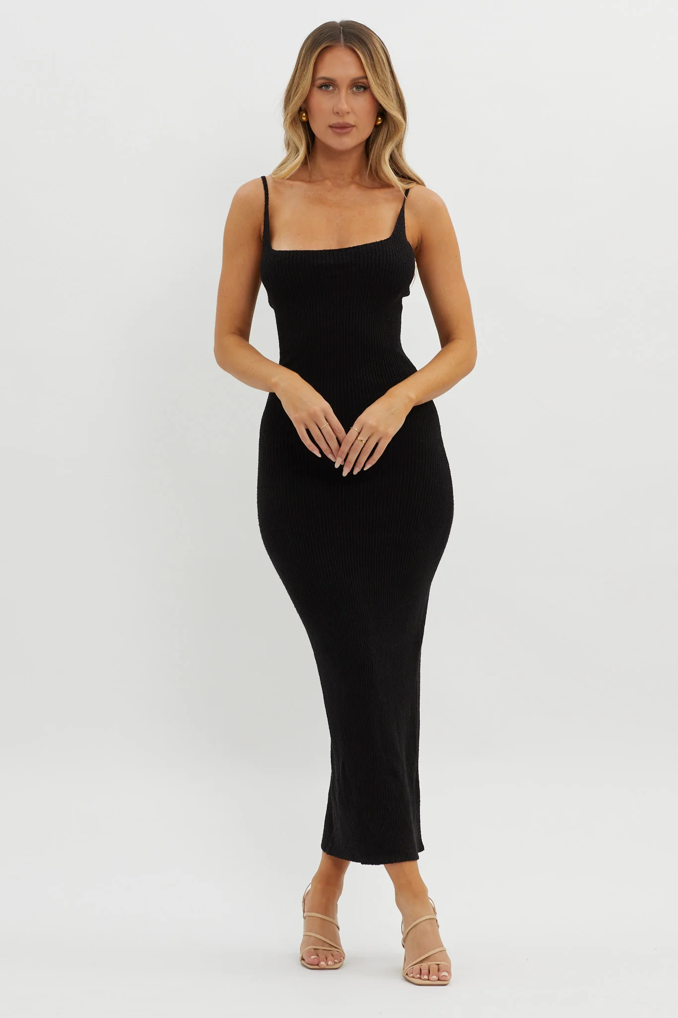 Sai Ribbed Knit Midi Dress Black - Image 4