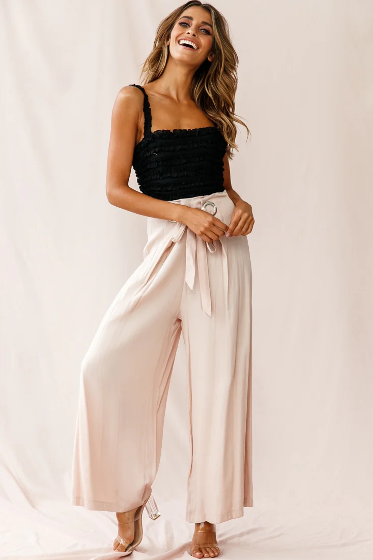 Saigon Wide Leg Eyelet Pants Mocha - Image 5