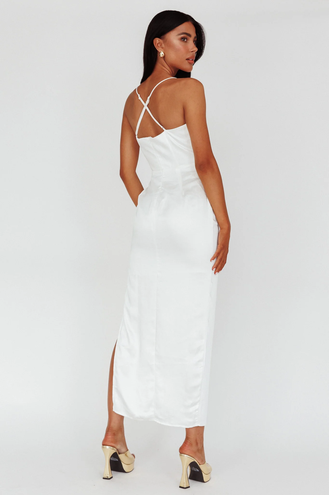 Salma Lace V-Neckline Midi Dress White - Image 2
