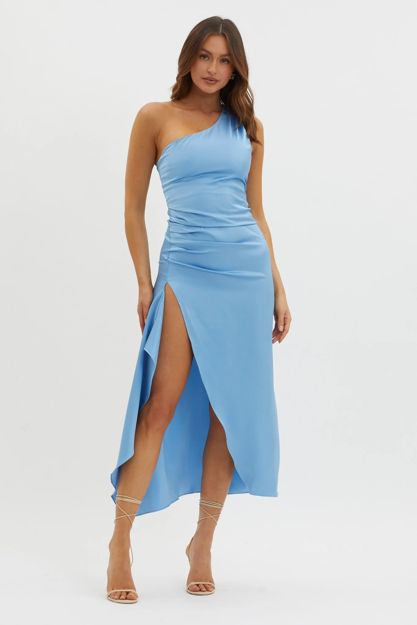 Salut One-Shoulder Midi Dress Slate Blue - Image 5