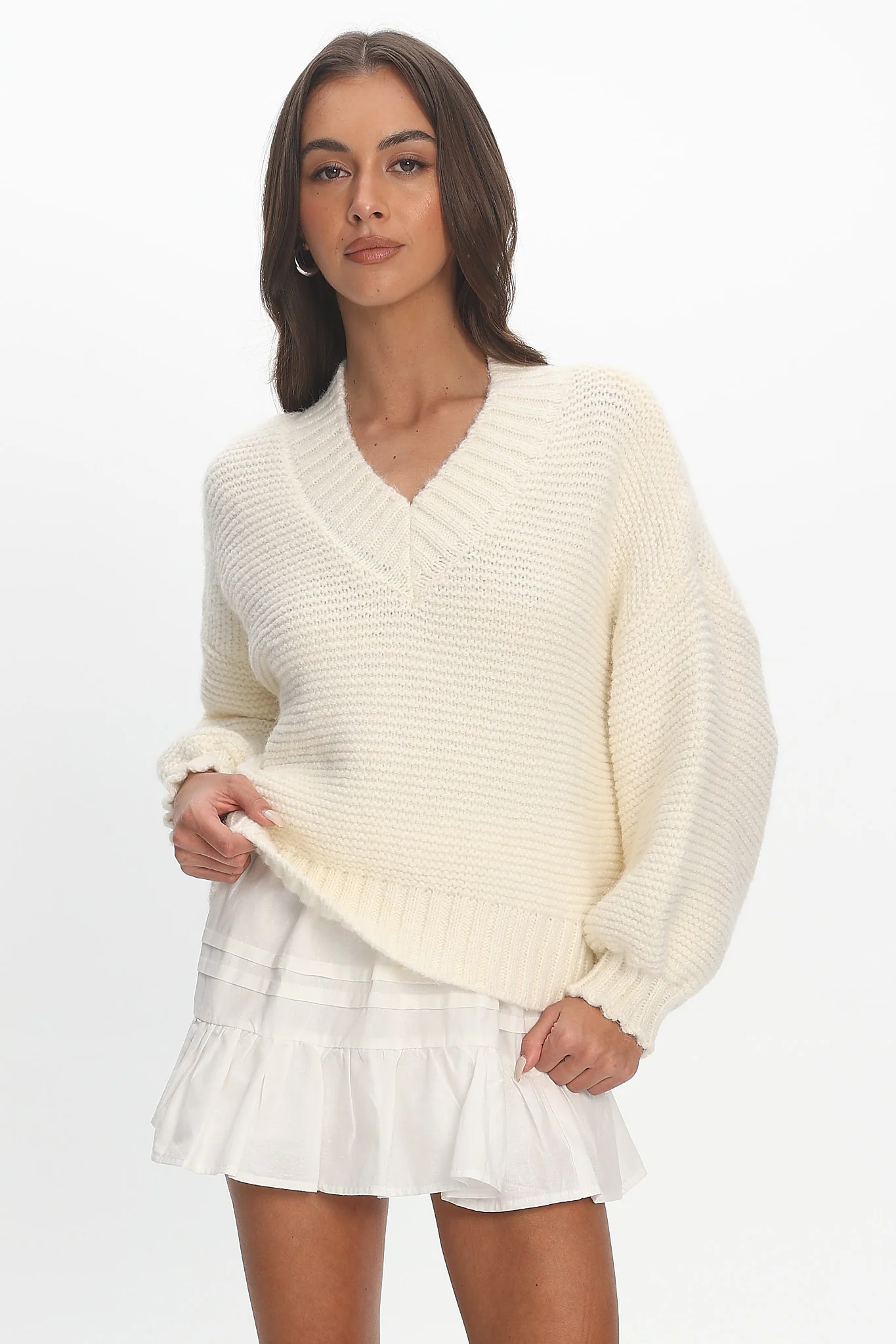 Samaya Chunky Knit Sweater Cream - Image 6