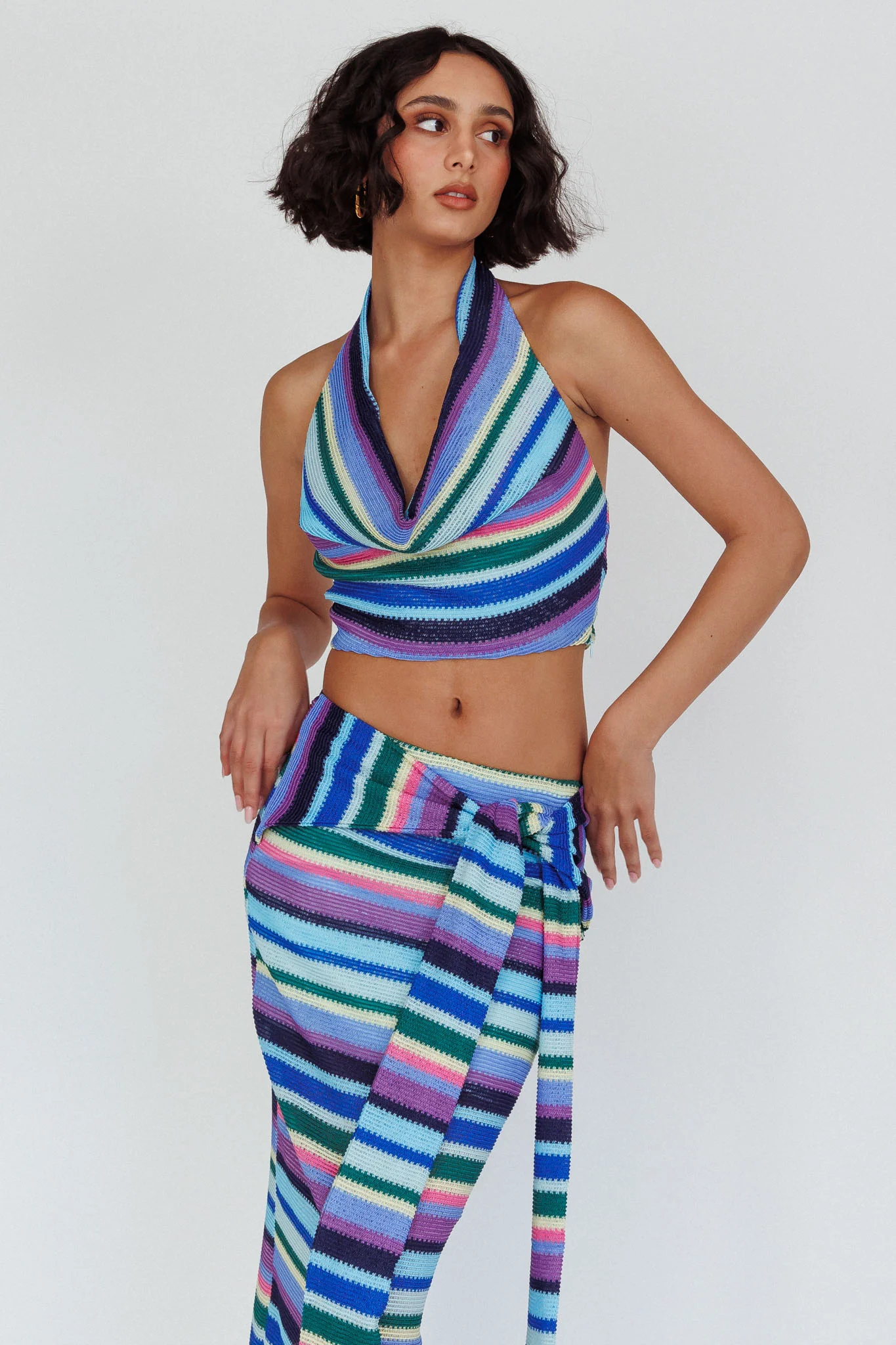 Sammi Halter Crop Top Purple Multi - Image 5