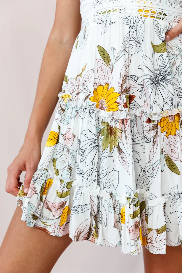 Sanctuary Applique Bust Tie-Knot Back Dress Floral Print White - Image 4