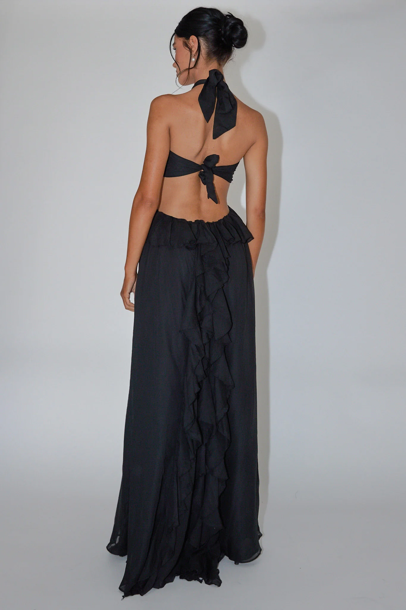 Santiago Cut-Out Ruffle Maxi Dress Black - Image 3