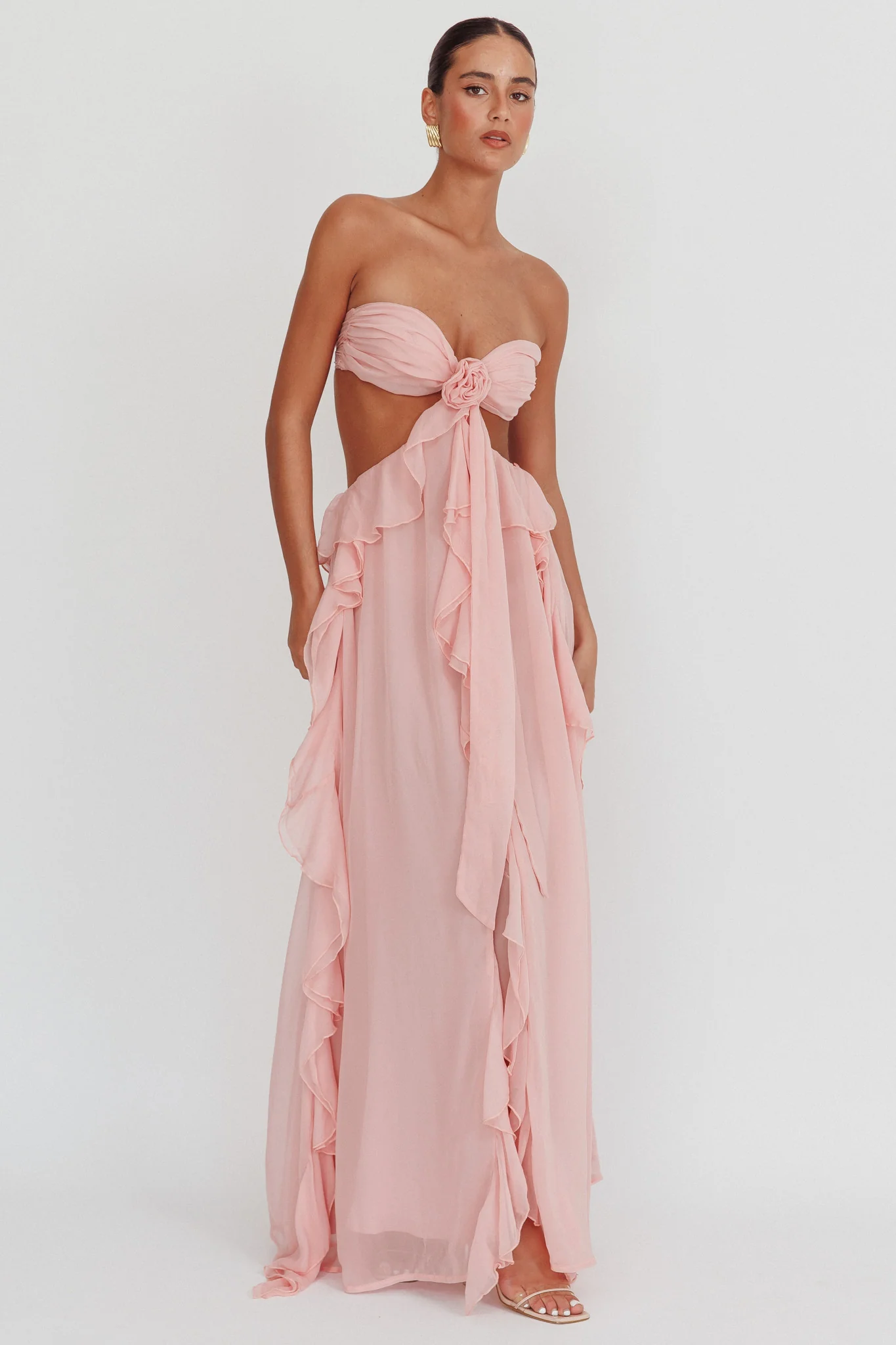 Santiago Cut-Out Ruffle Maxi Dress Blush - Image 5