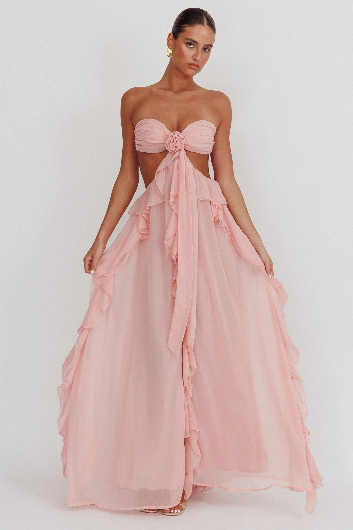 Santiago Cut-Out Ruffle Maxi Dress Blush - Image 7