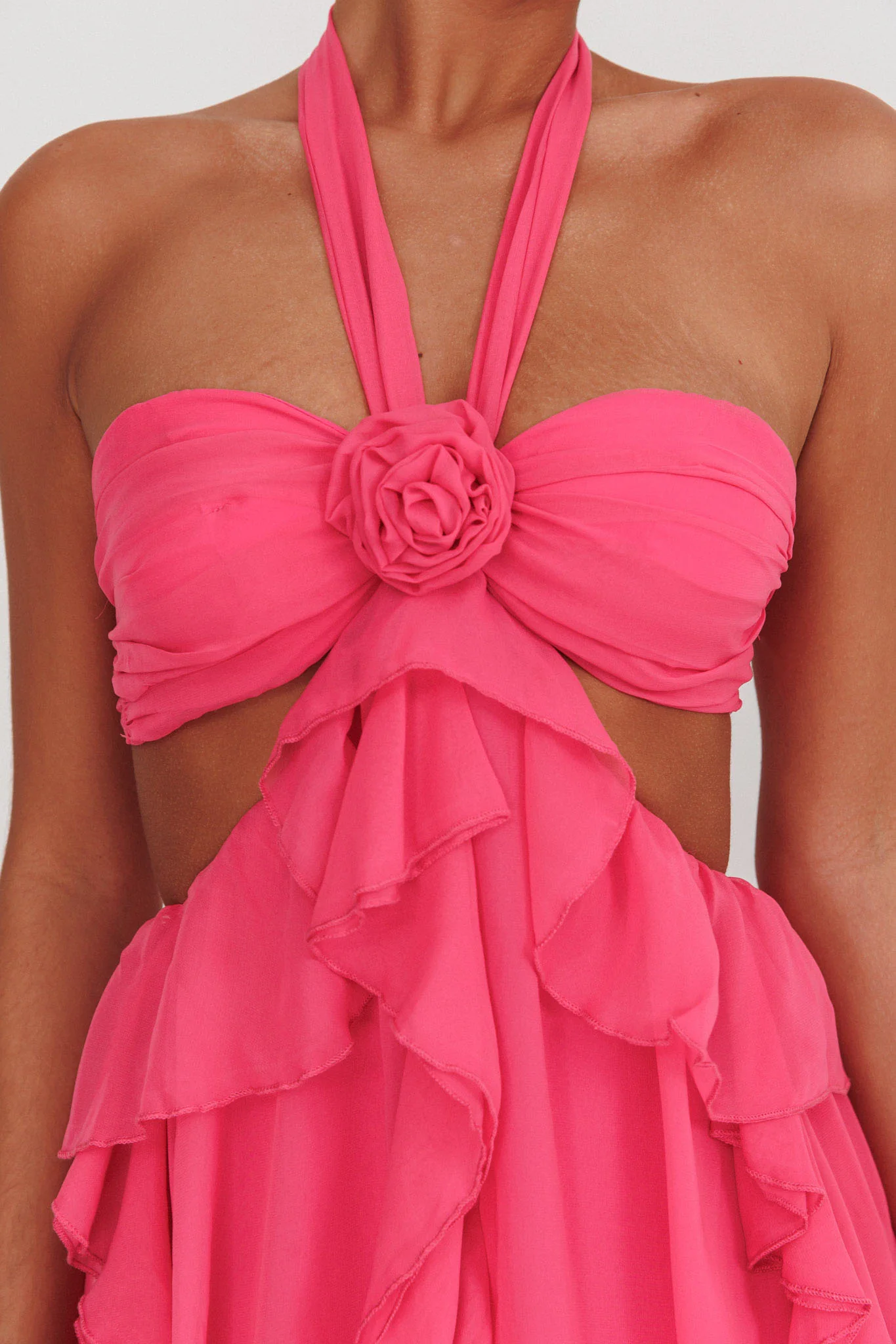 Santiago Cut-Out Ruffle Maxi Dress Fuchsia - Image 5